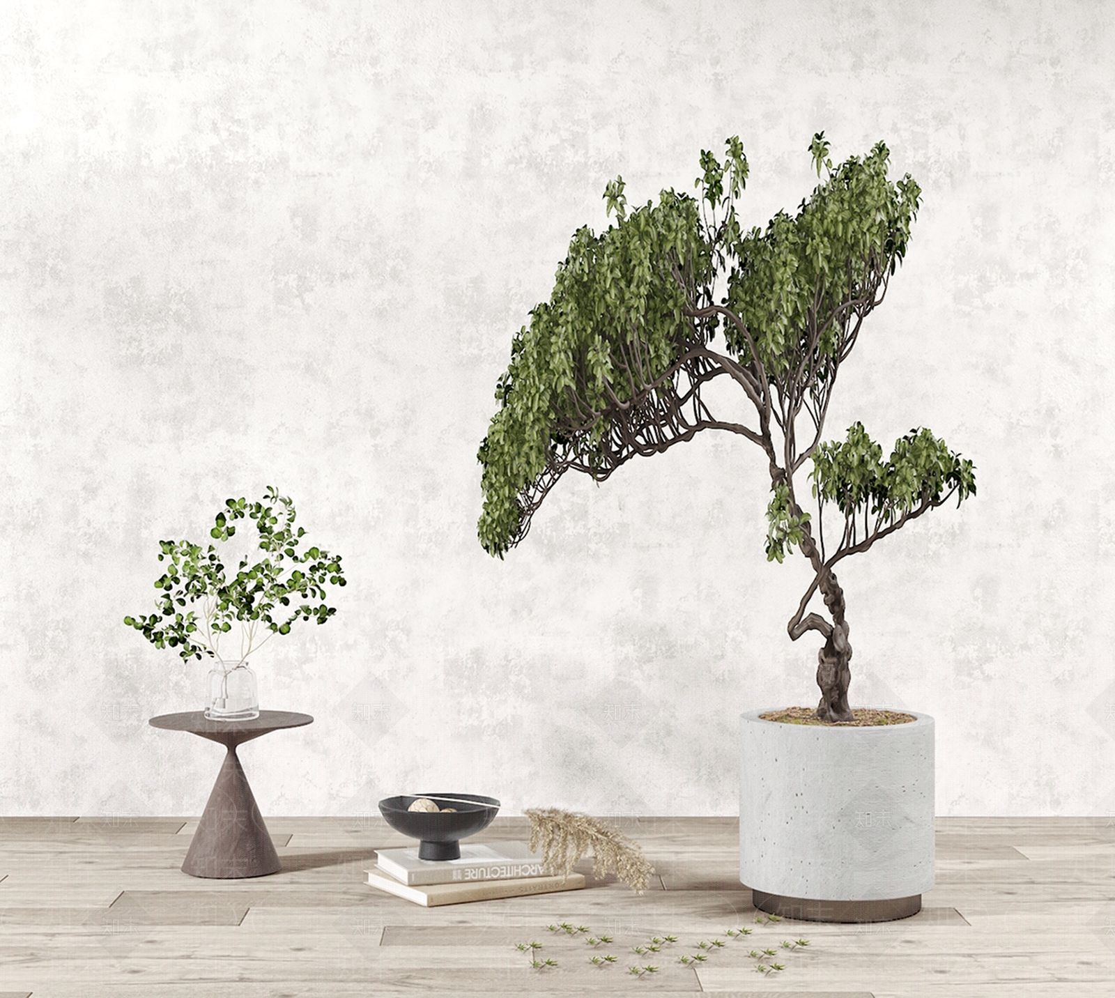 现代盆栽盆景3D模型下载【ID:373809877】