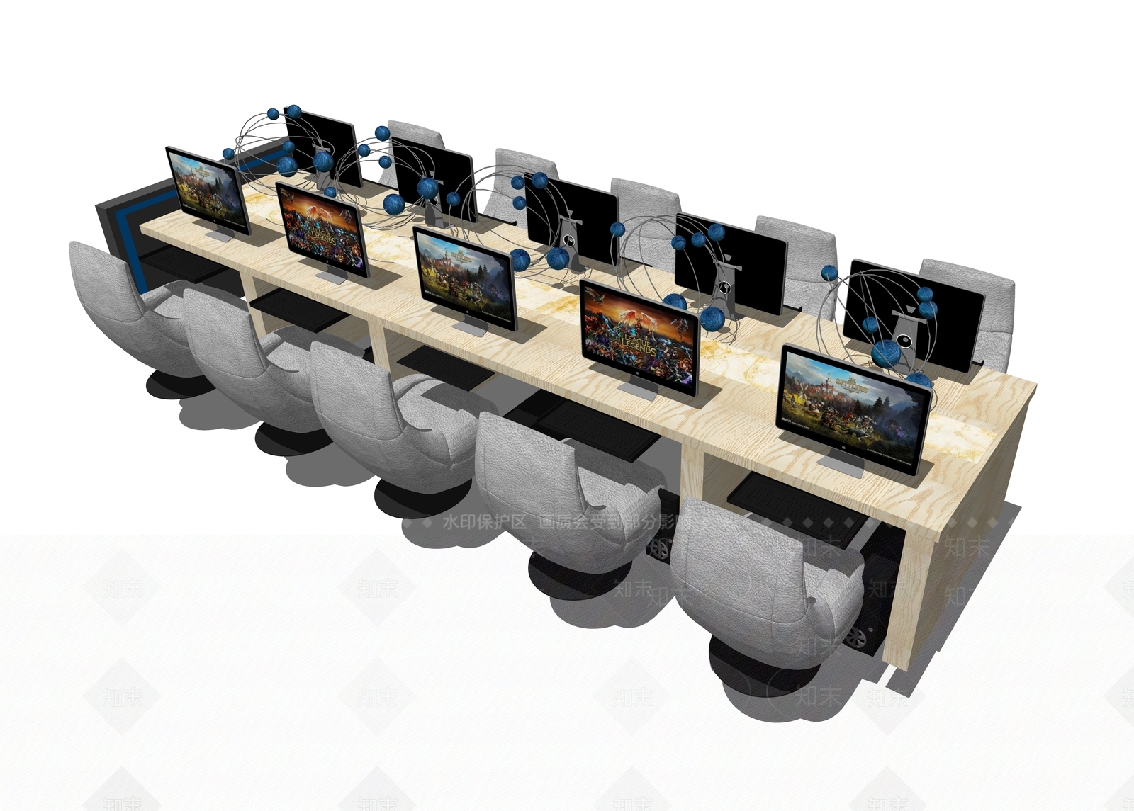 现代风格电脑桌SU模型下载【ID:973816656】