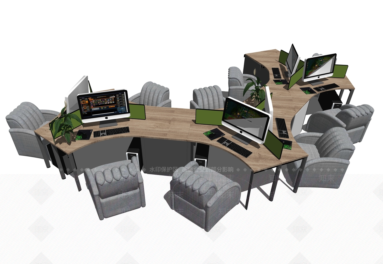 现代风格电脑桌SU模型下载【ID:973816664】