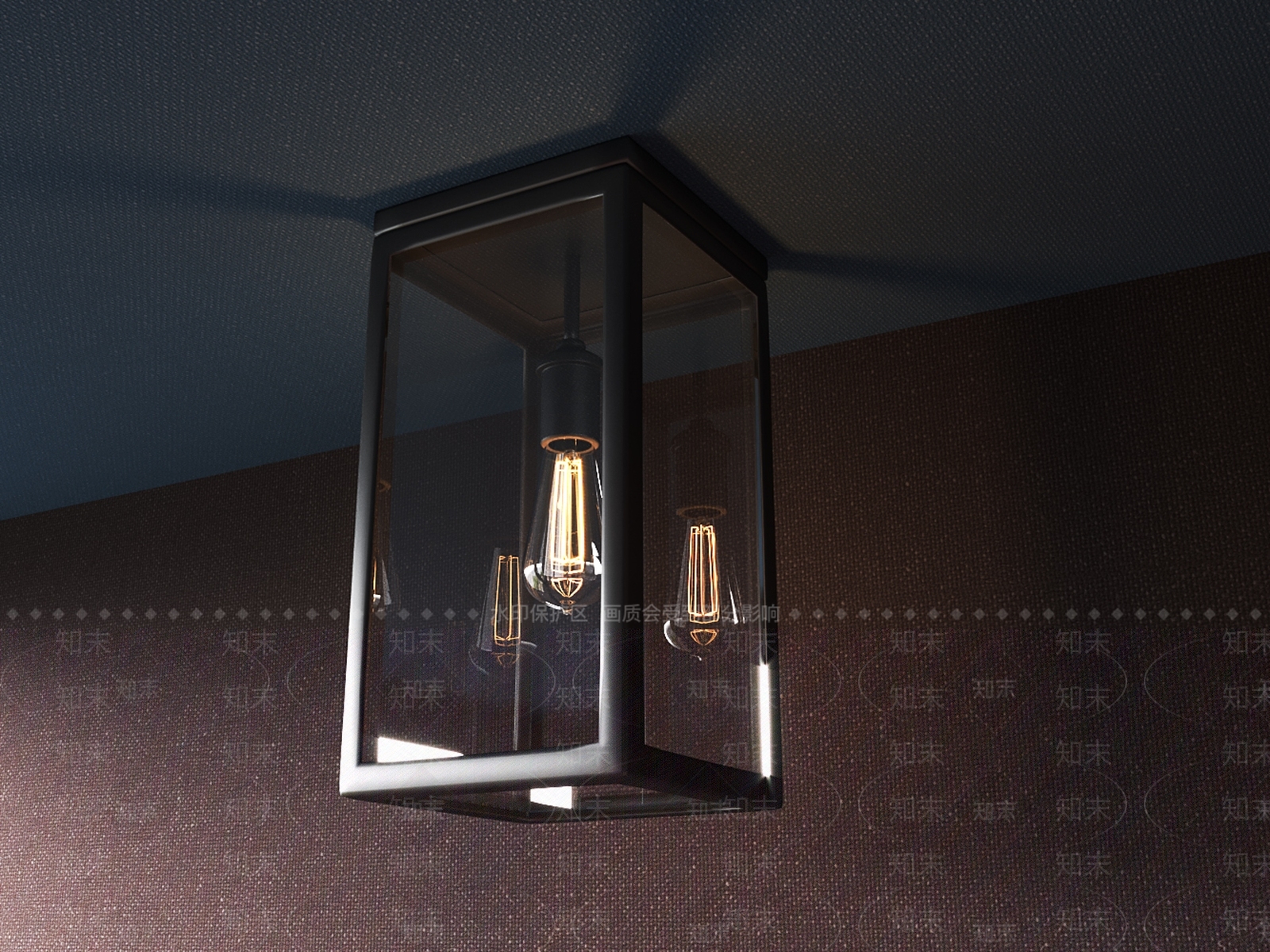 工业风吸顶灯3D模型下载【ID:673820011】