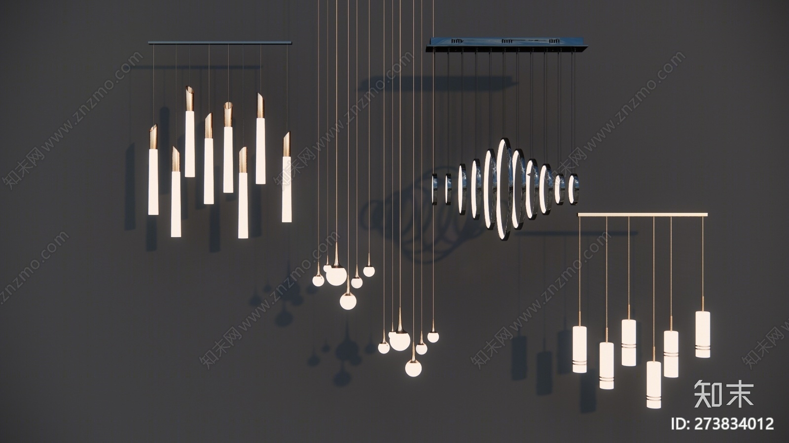 现代风格灯具组合SU模型下载【ID:273834012】