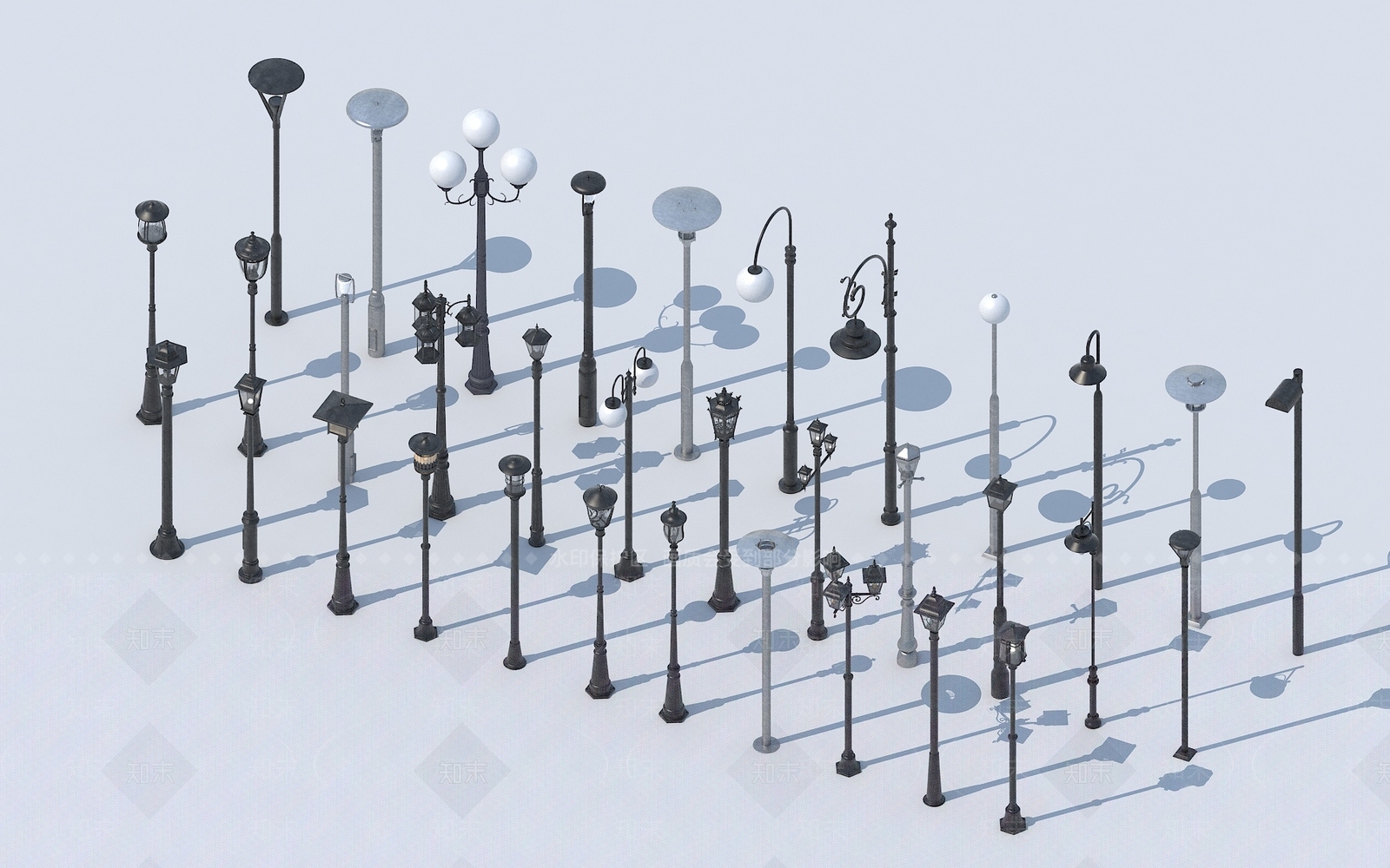 古典风格景观灯SU模型下载【ID:373837678】