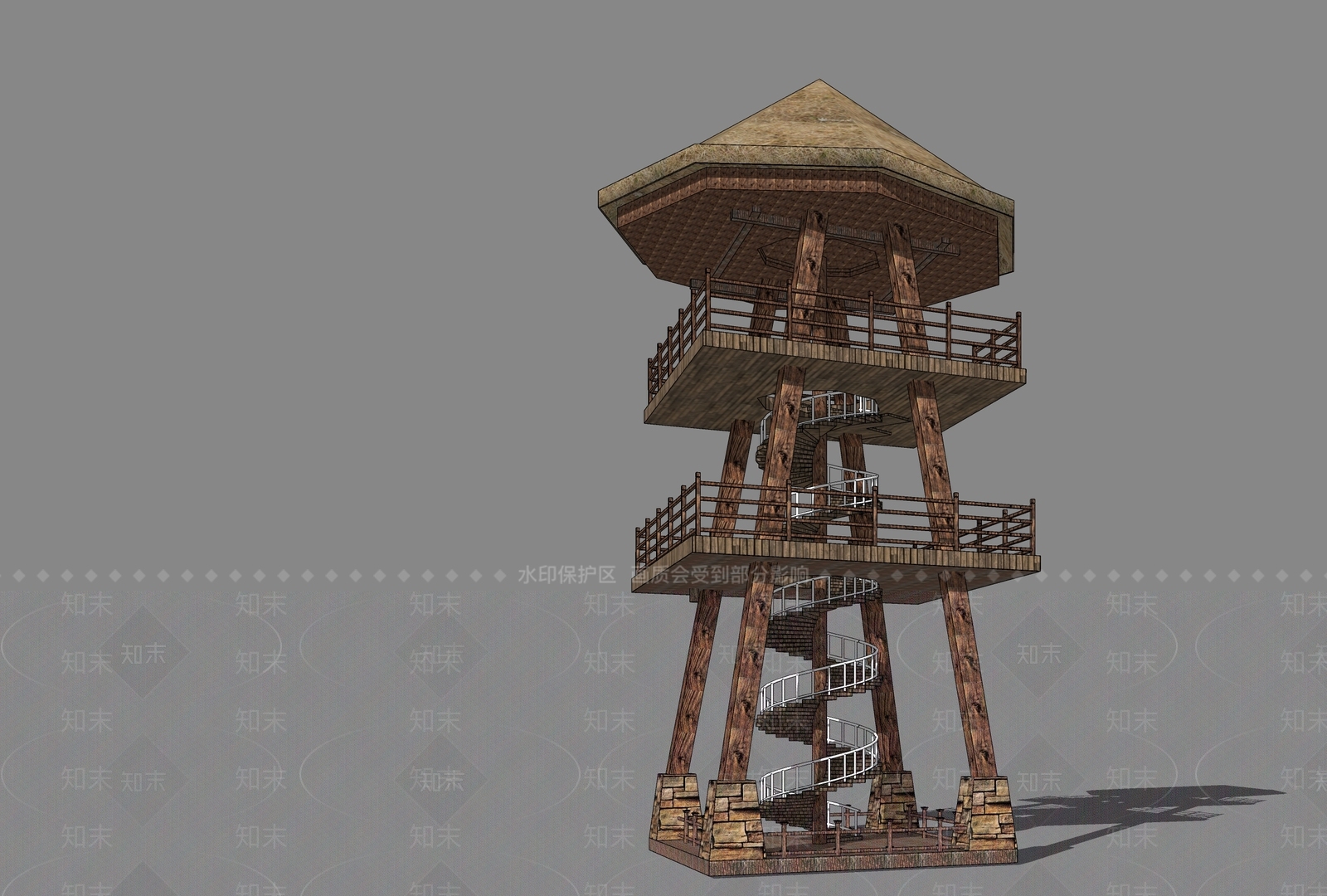 现代风格塔楼SU模型下载【ID:573857352】