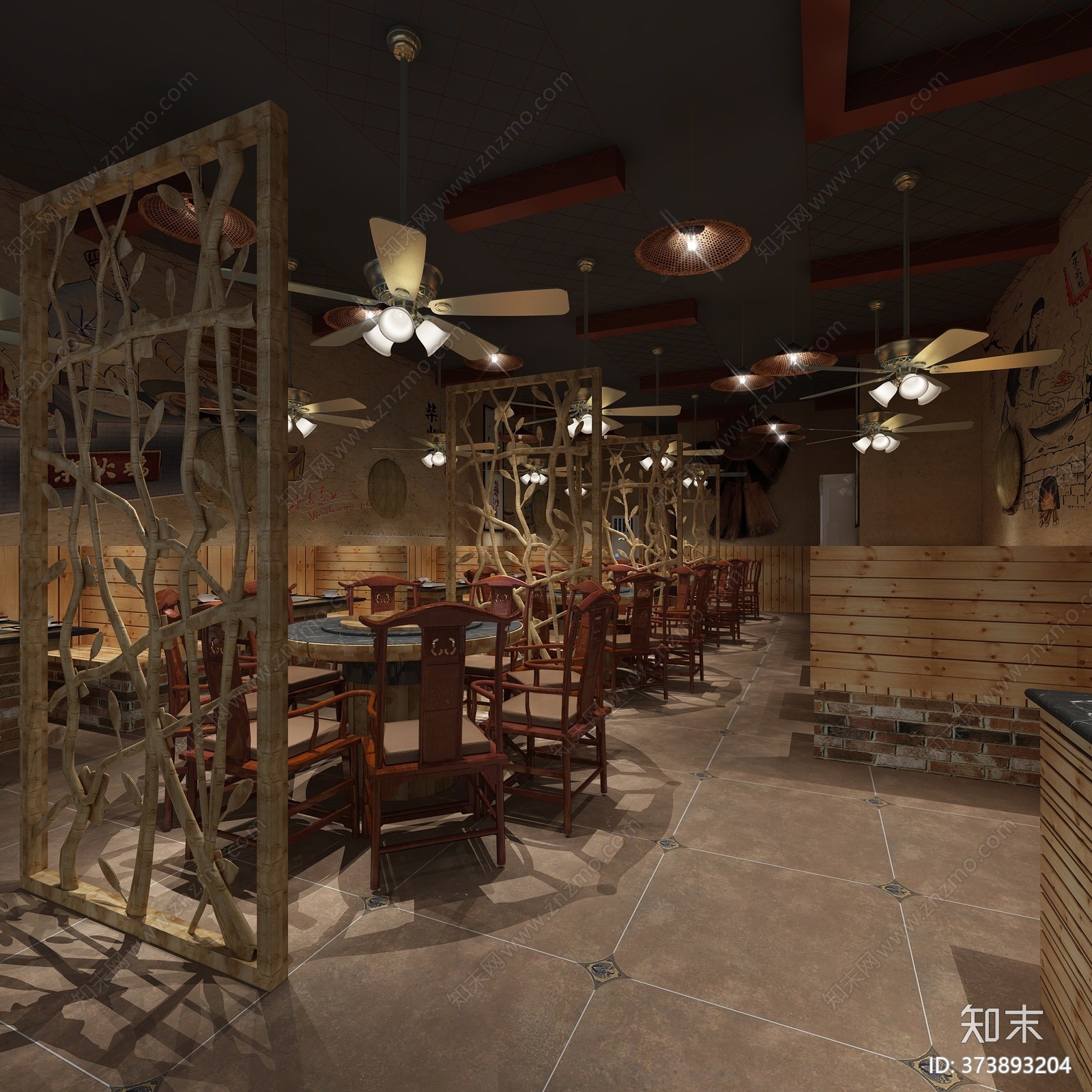 中式火锅店3D模型下载【ID:373893204】