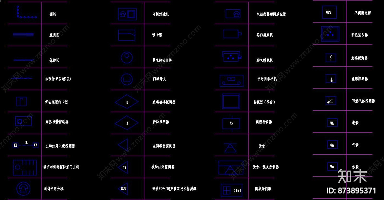 安防监控系统符号施工图下载【ID:873895371】