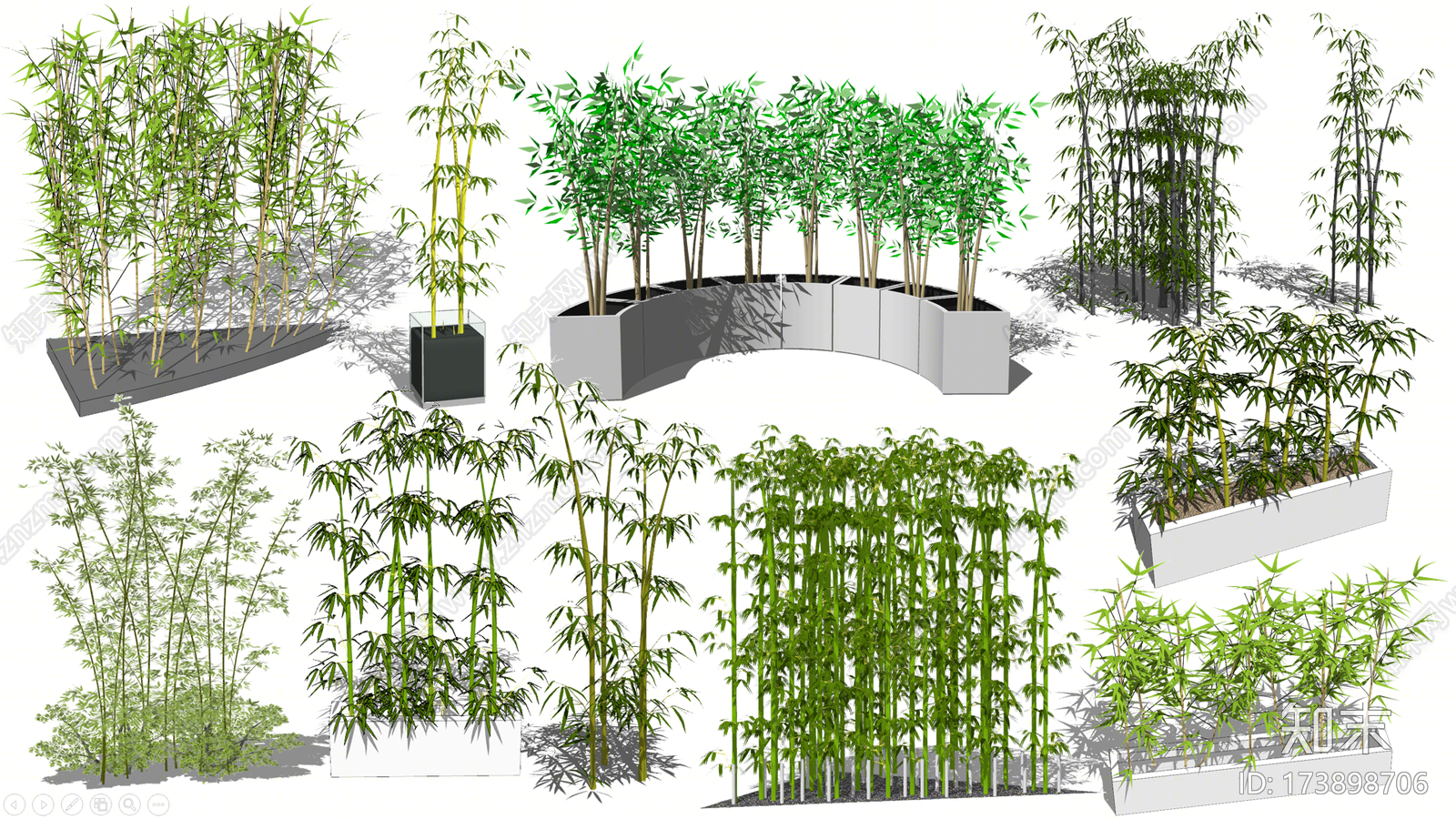中式风格竹子SU模型下载【ID:173898706】