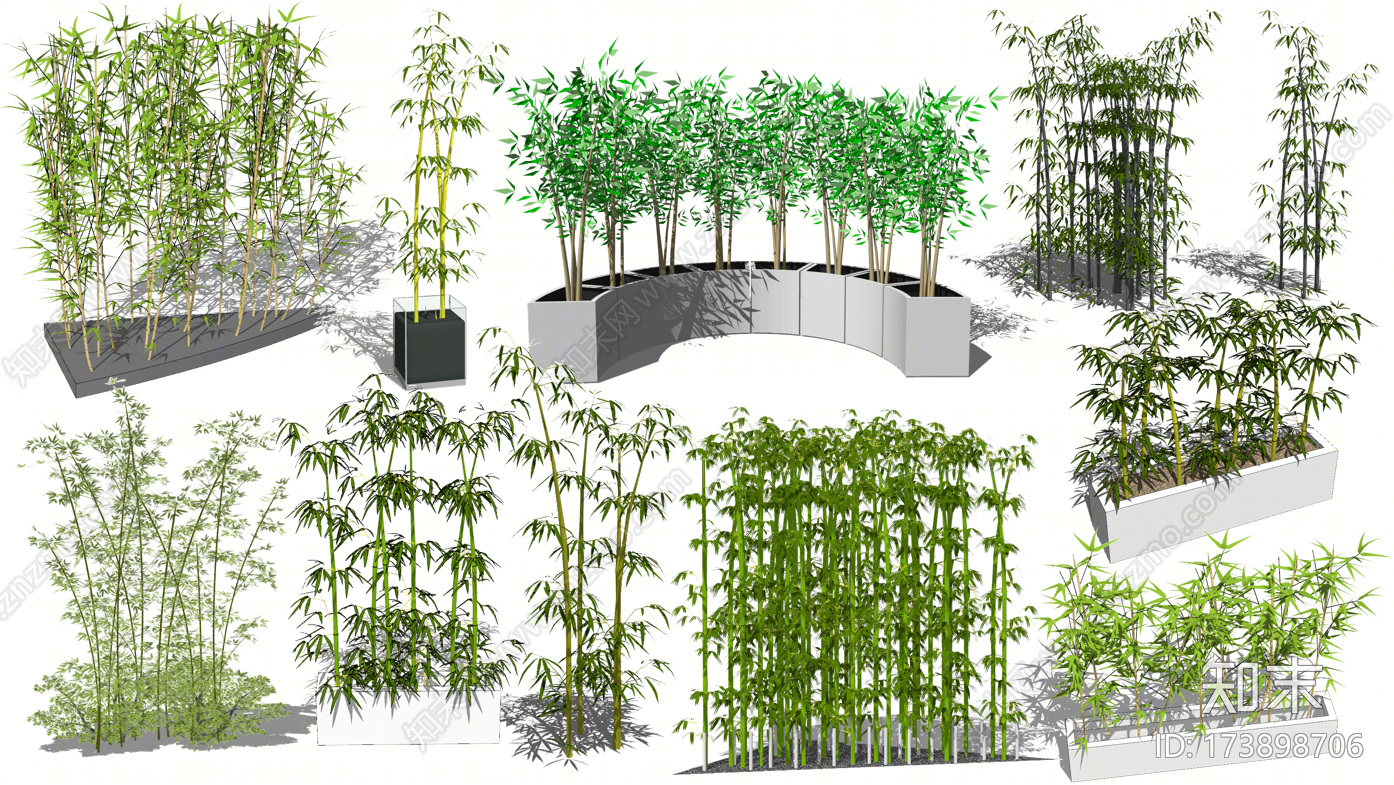 中式风格竹子SU模型下载【ID:173898706】