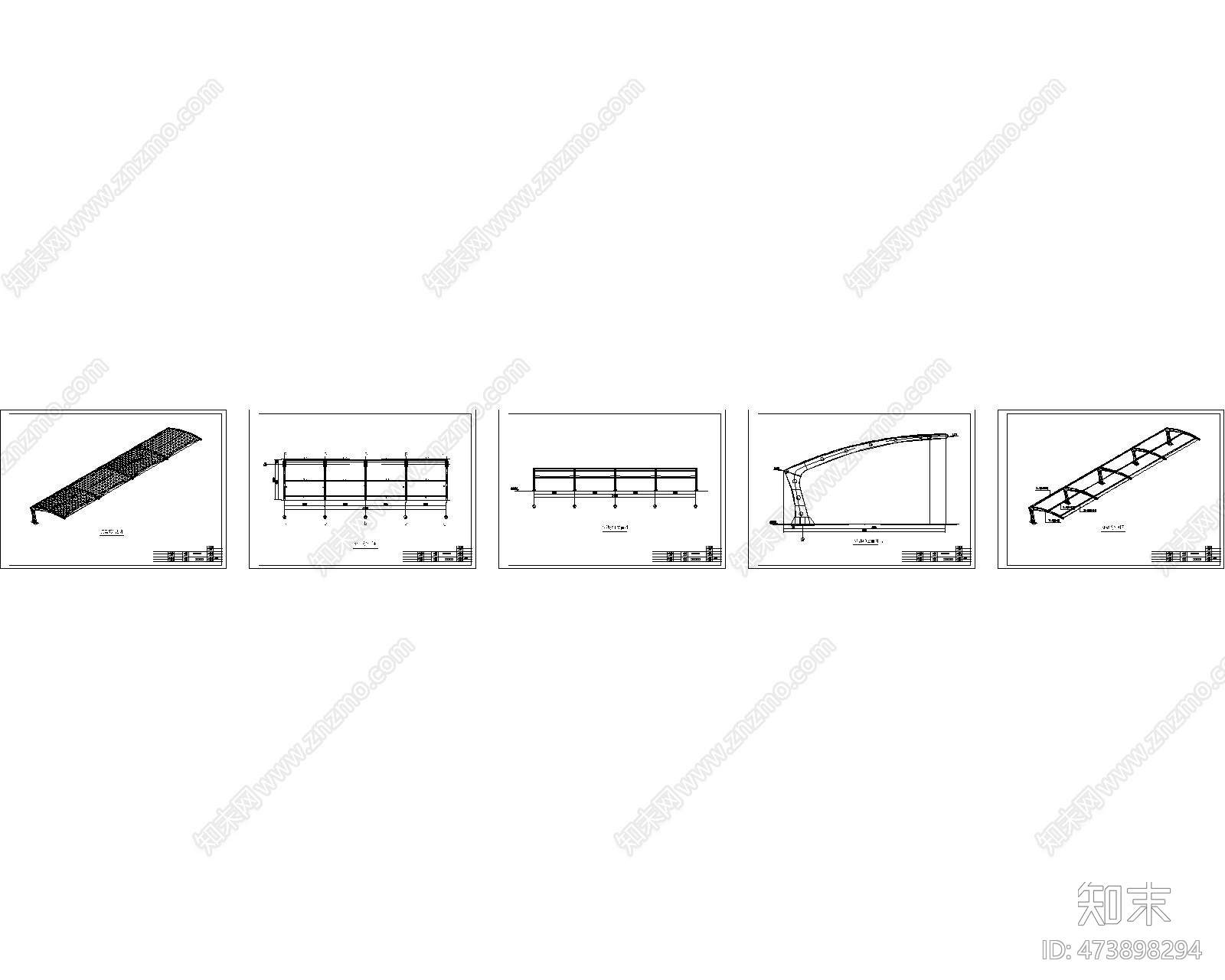 7字車棚膜結構工施工圖下載