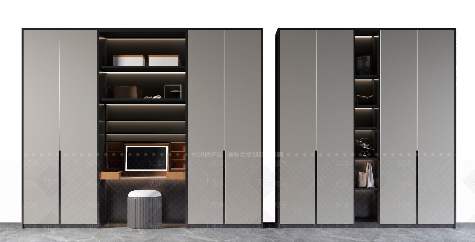 现代风格衣柜SU模型下载【ID:373925093】