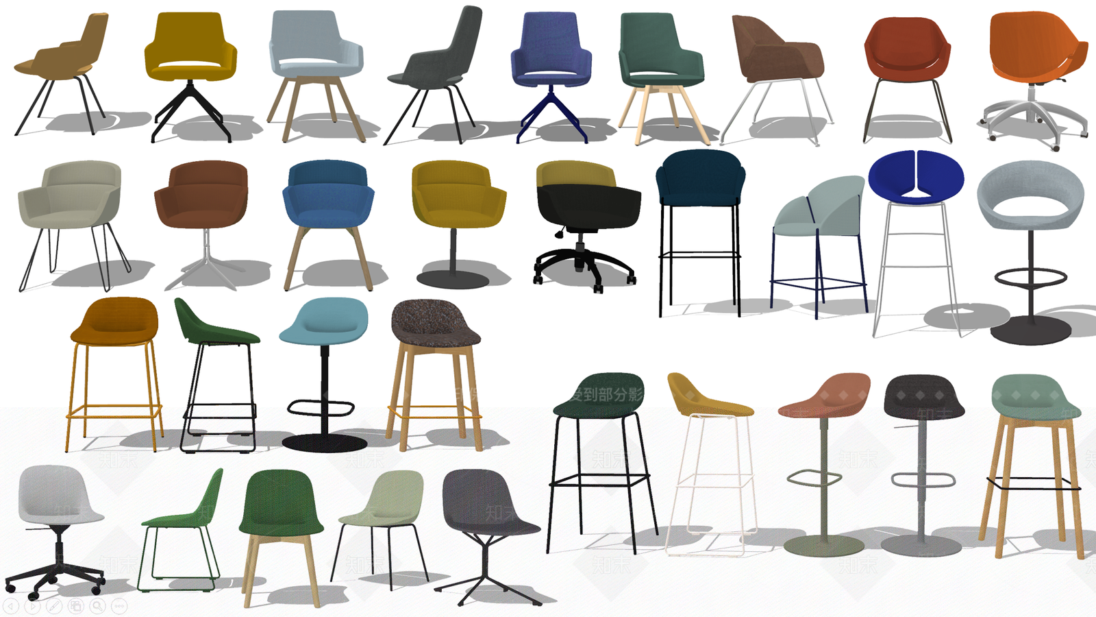 现代风格吧椅SU模型下载【ID:173950122】