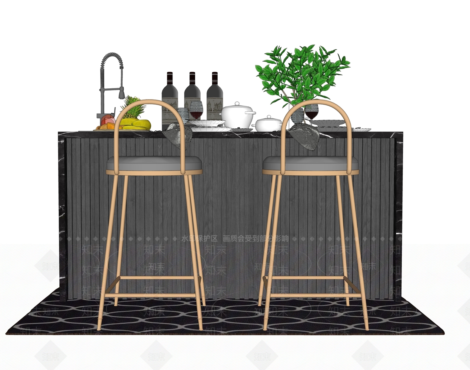 现代风格吧椅SU模型下载【ID:173966112】