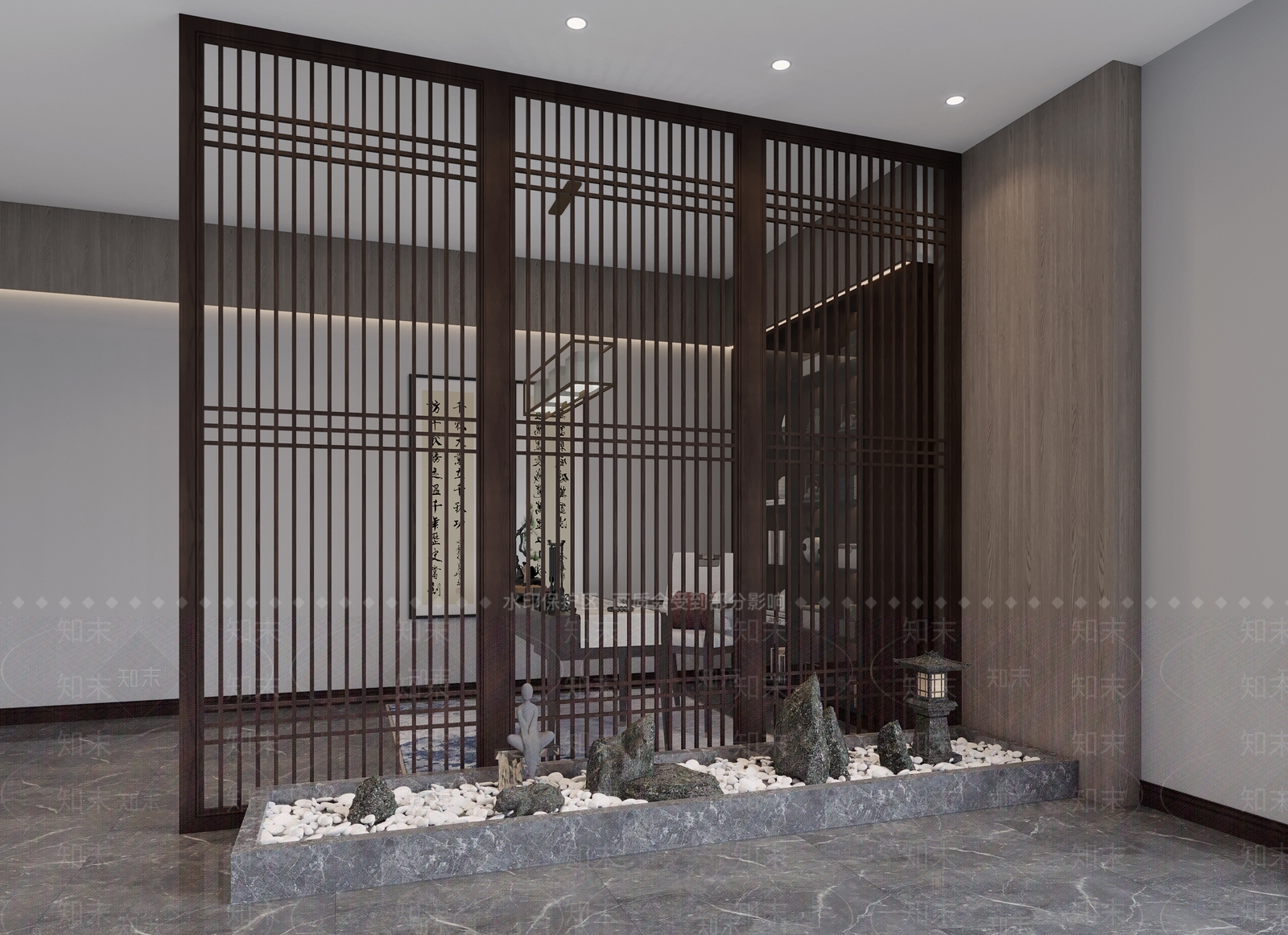 新中式隔断3D模型下载【ID:973971320】