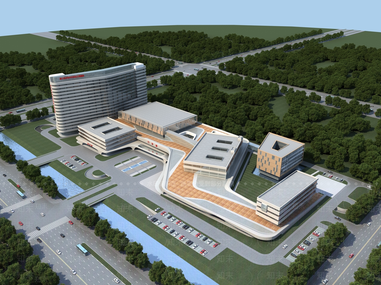 现代医院外观3d模型下载