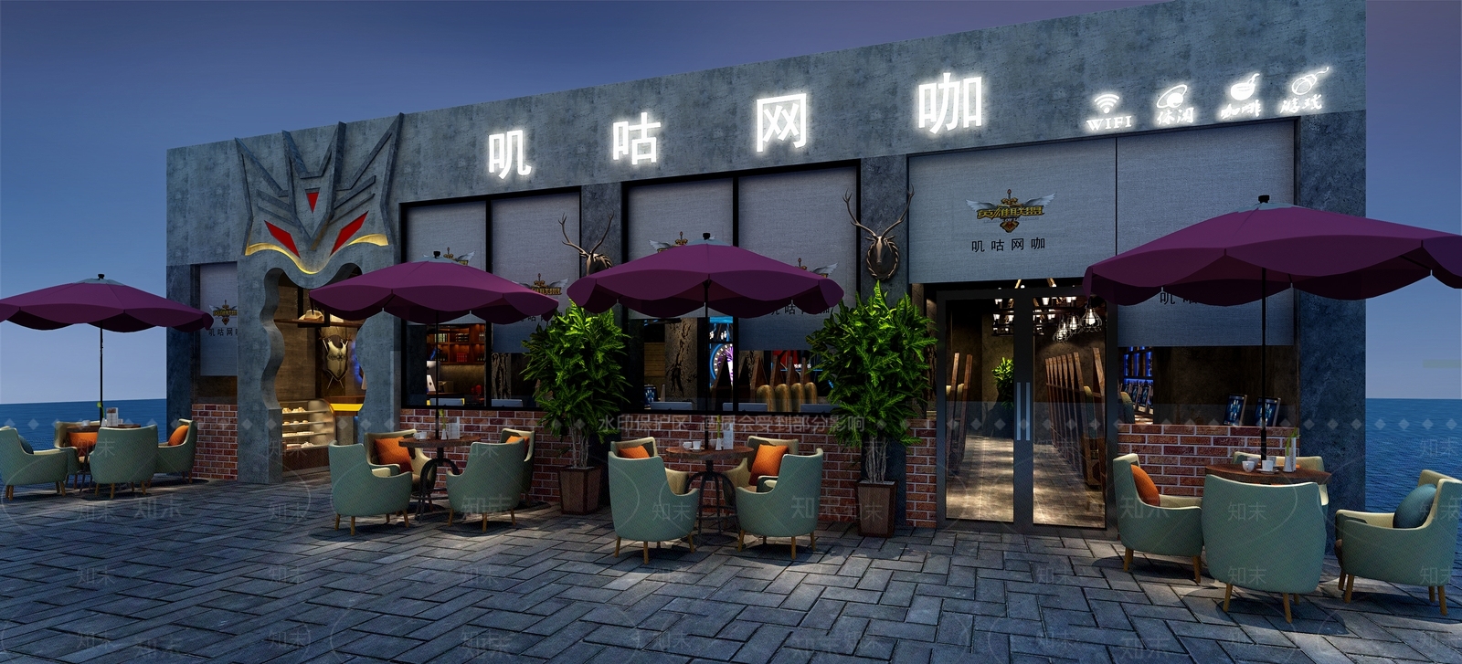 工业风网咖3D模型下载【ID:974000240】