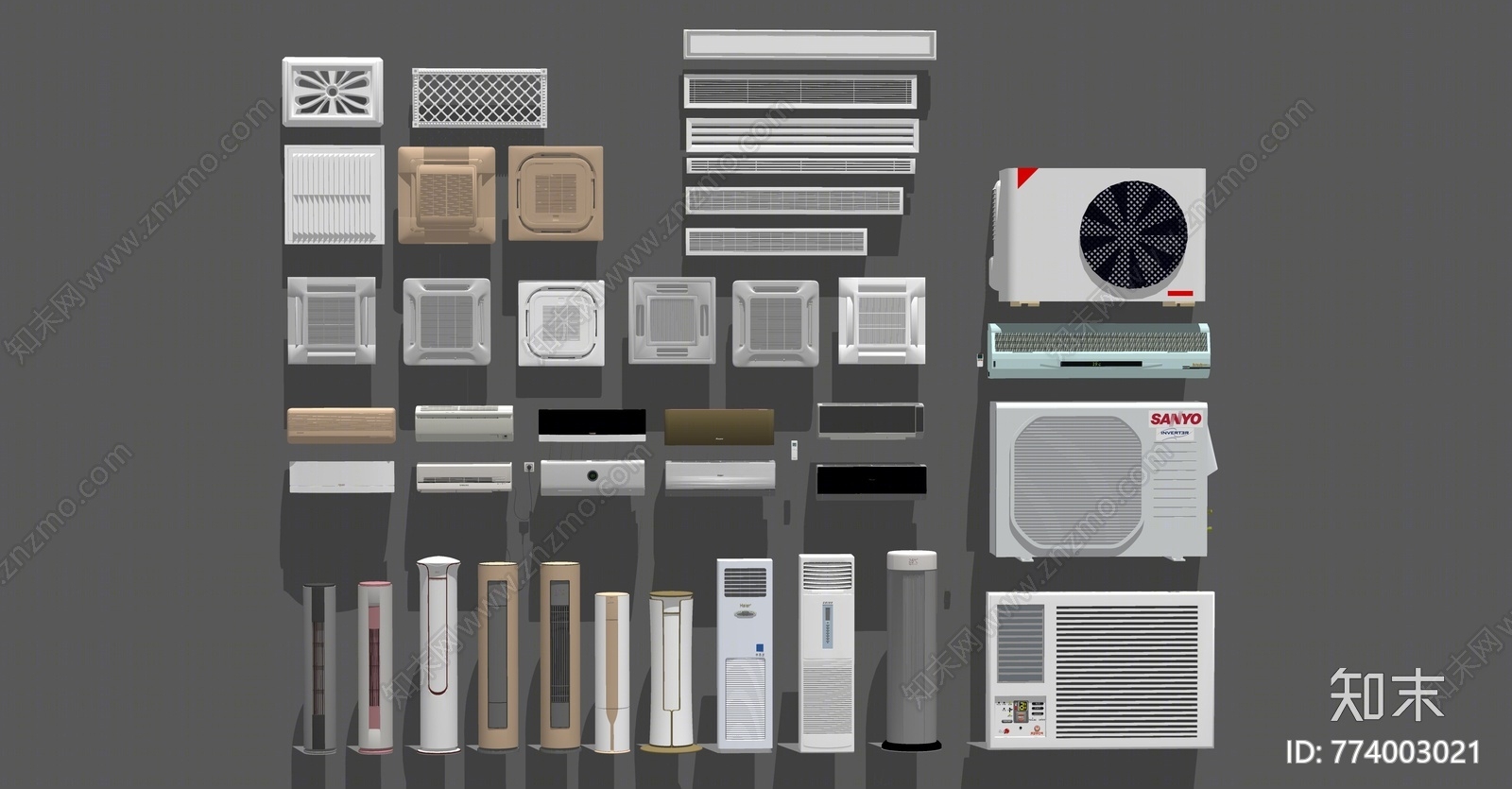 现代风格空调SU模型下载【ID:774003021】