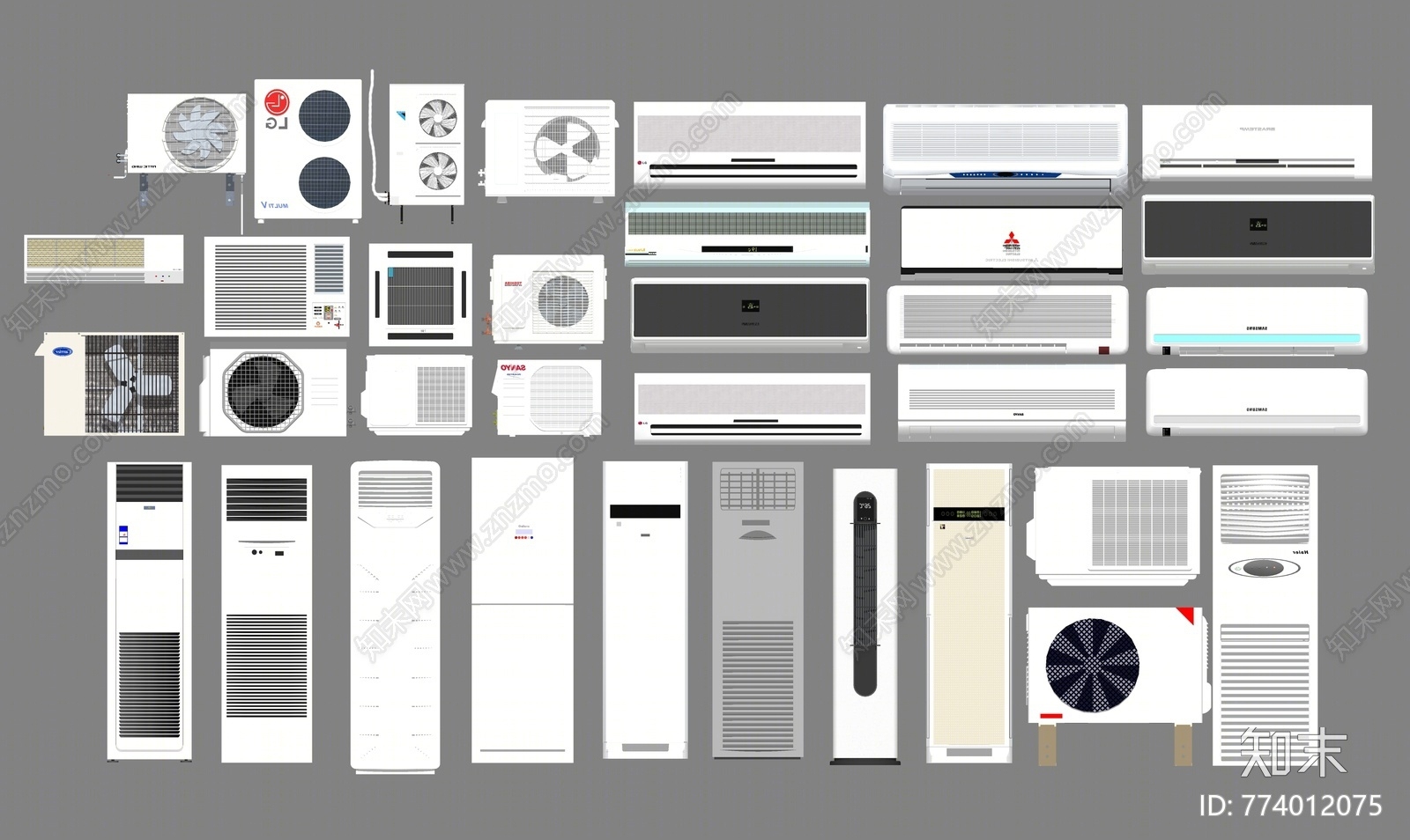 现代挂式空调SU模型下载【ID:774012075】