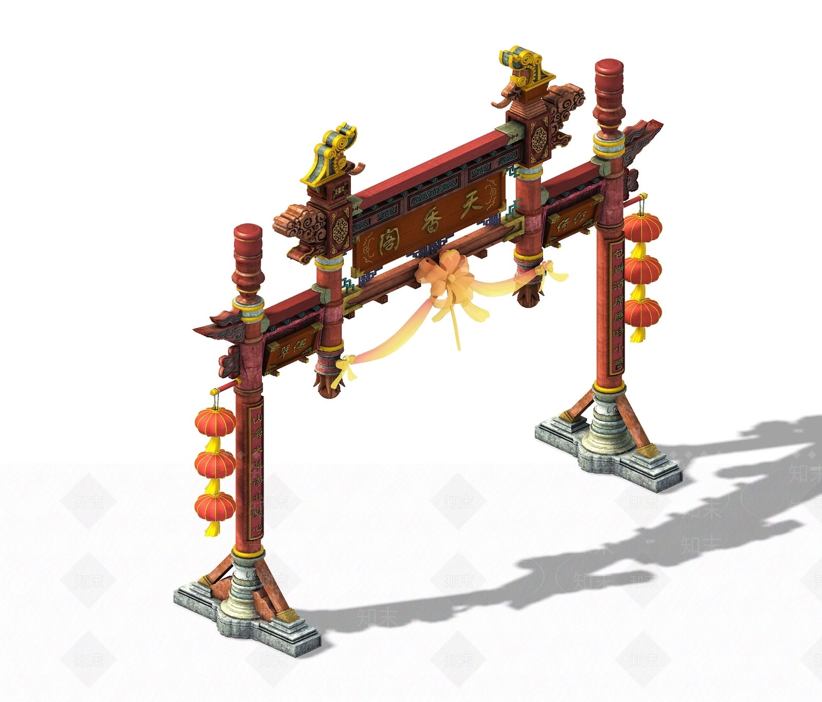 中式牌坊3D模型下载【ID:974018269】