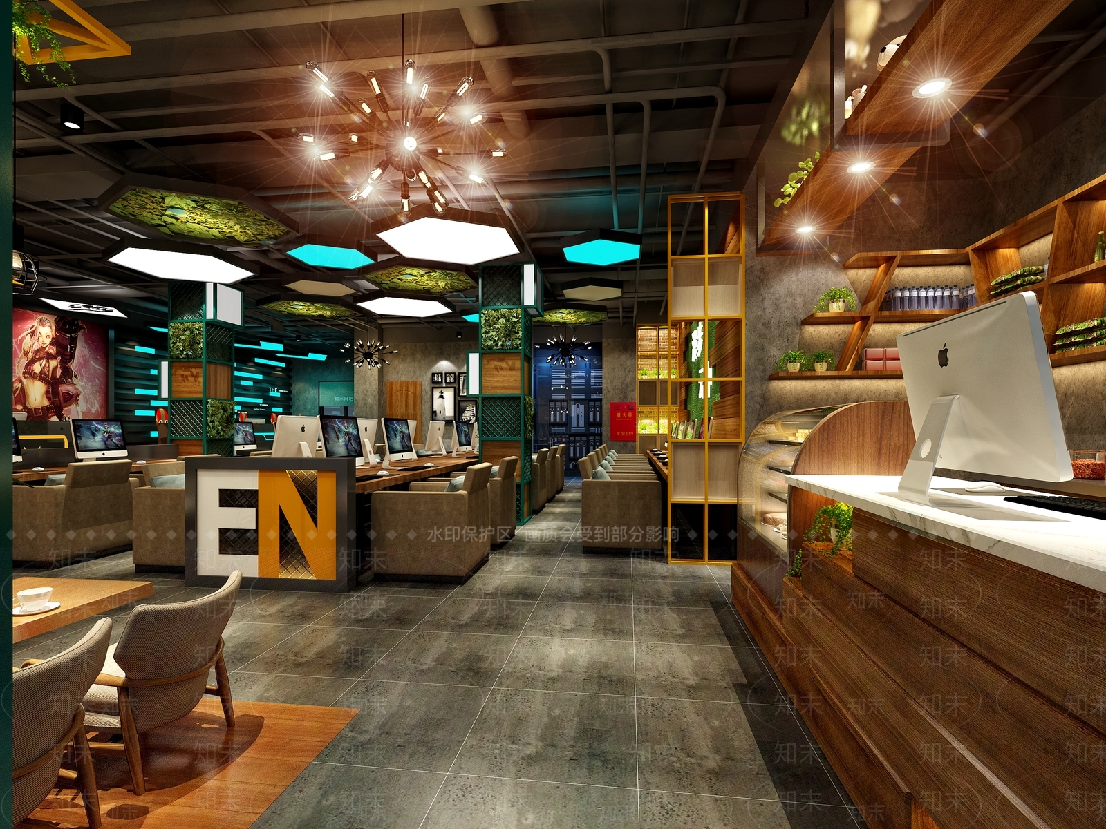 工业风网咖3D模型下载【ID:974025225】