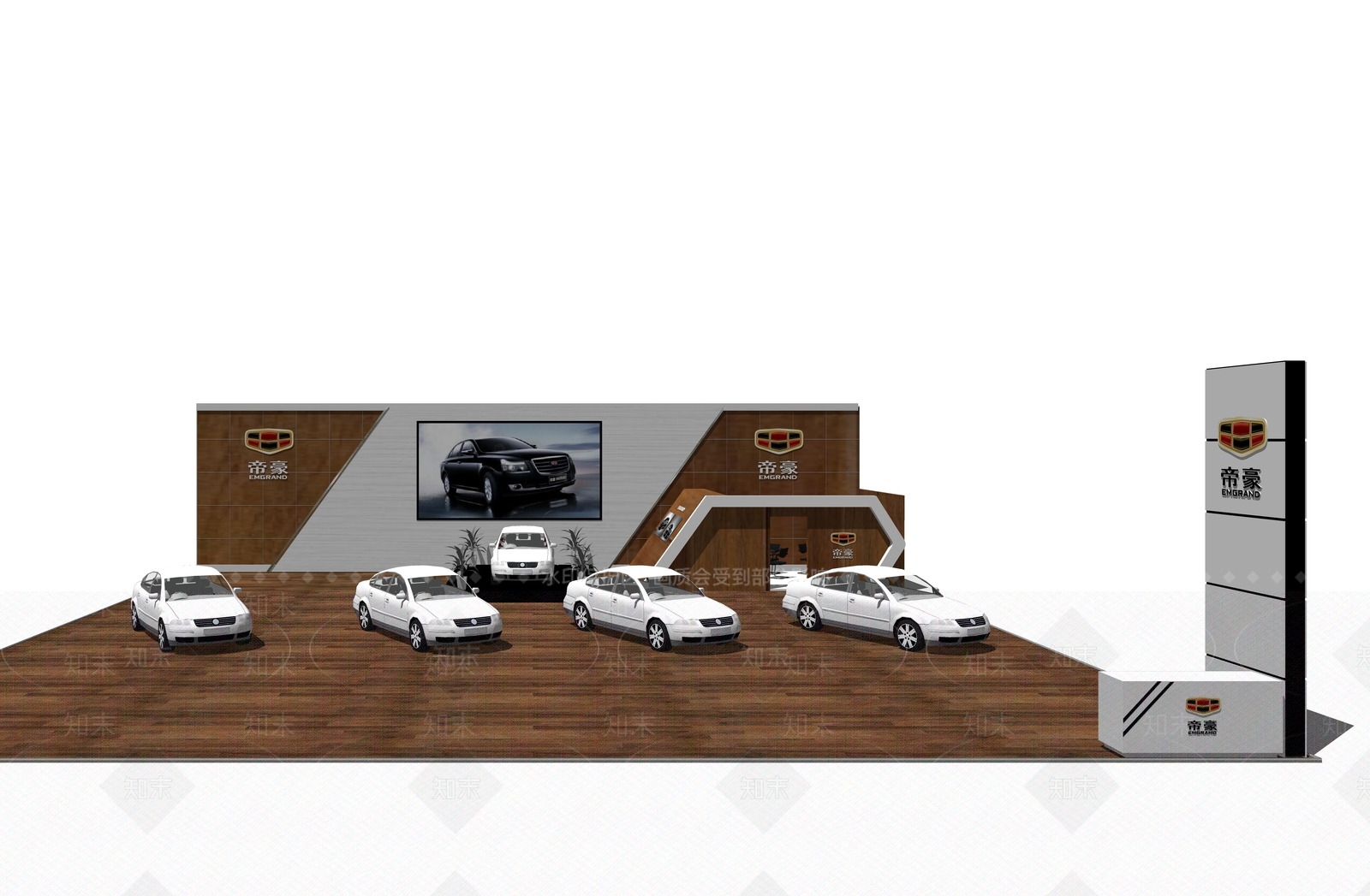 现代风格汽车展厅SU模型下载【ID:474031832】