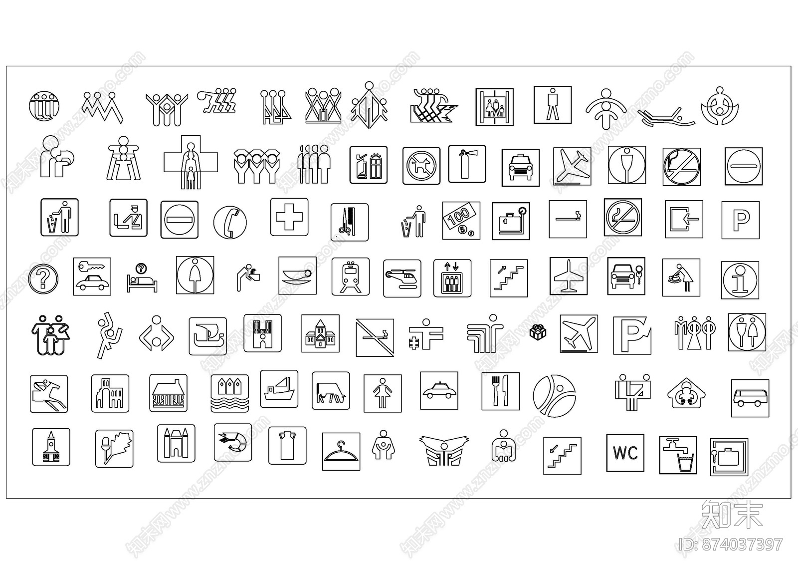 标识图块施工图下载【ID:874037397】