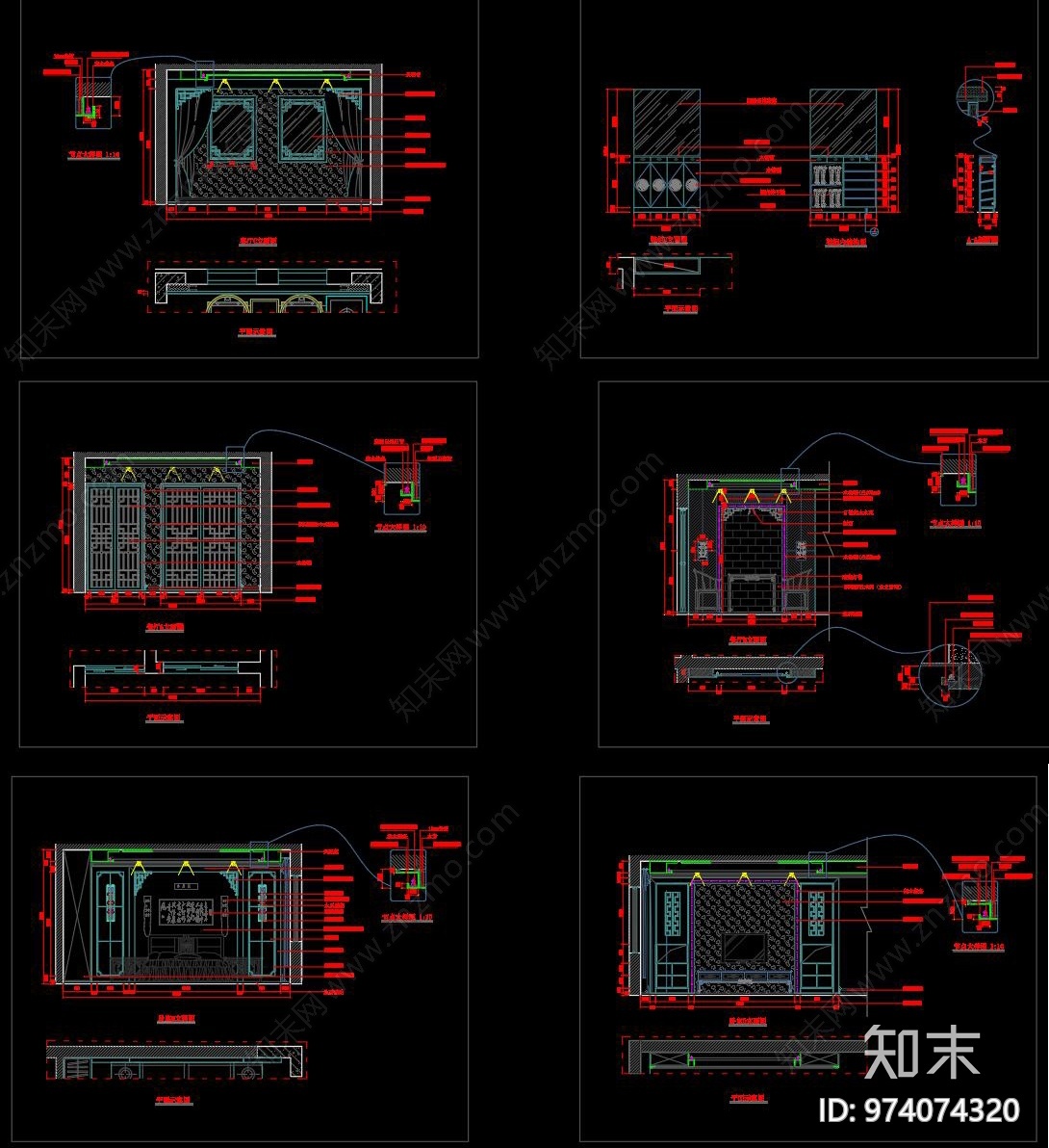 新中式家装cad施工图下载【ID:974074320】