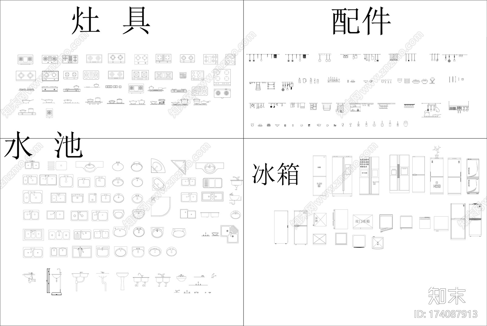 厨房图块施工图下载【ID:174087913】
