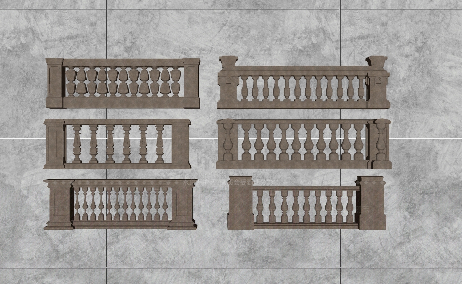 欧式风格大理石栏杆SU模型下载【ID:474133301】