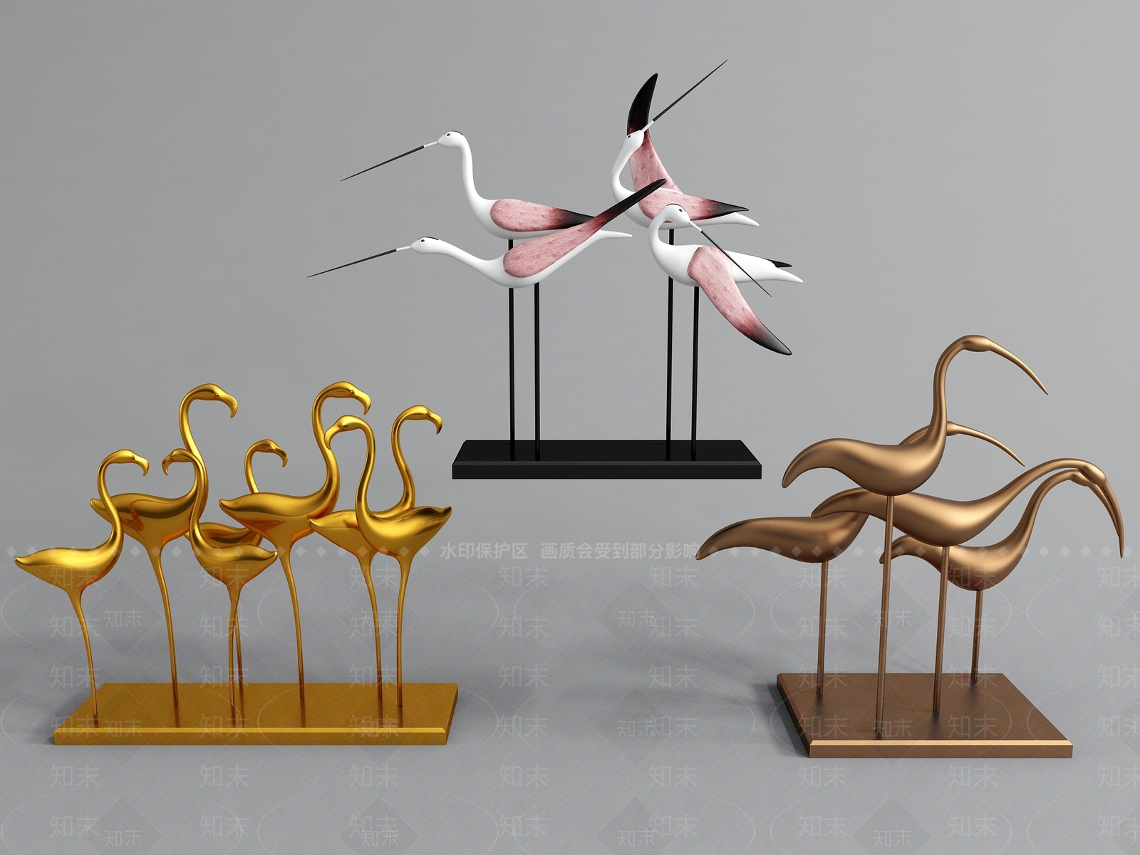 现代鸟雕塑3D模型下载【ID:974181109】