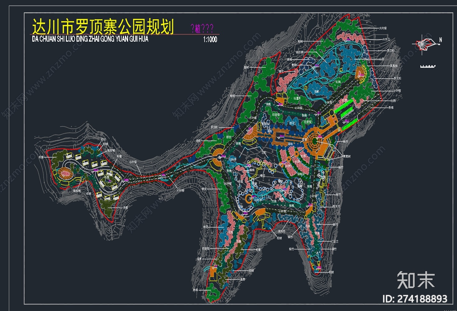 公园广场绿化CAD图cad施工图下载【ID:274188893】