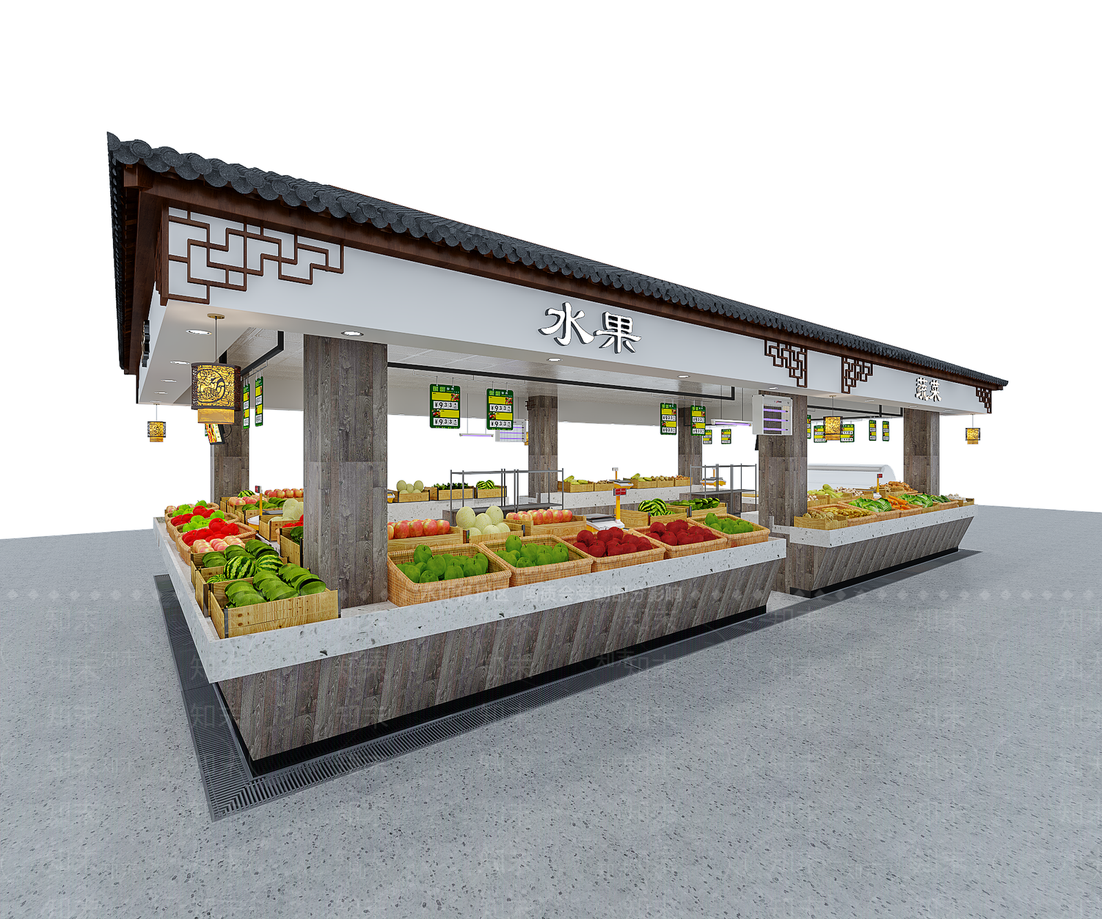 新中式水果摊3D模型下载【ID:674197353】