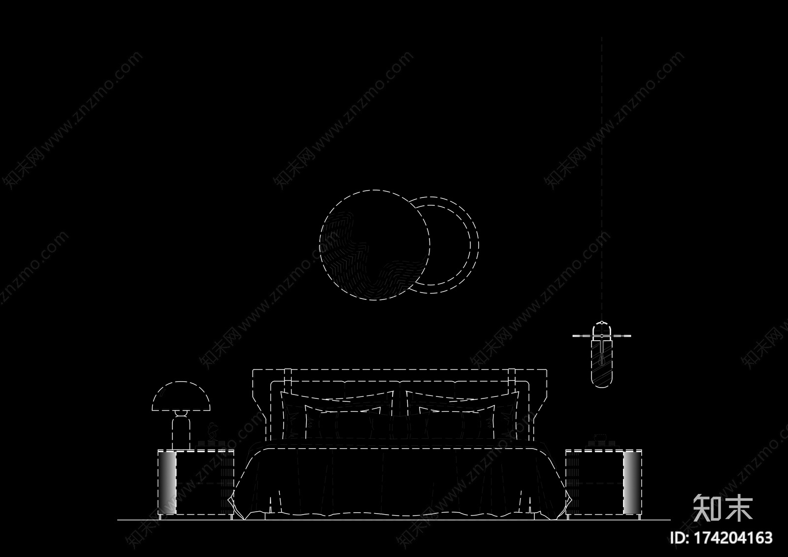 现代床品立面cad施工图下载【ID:174204163】