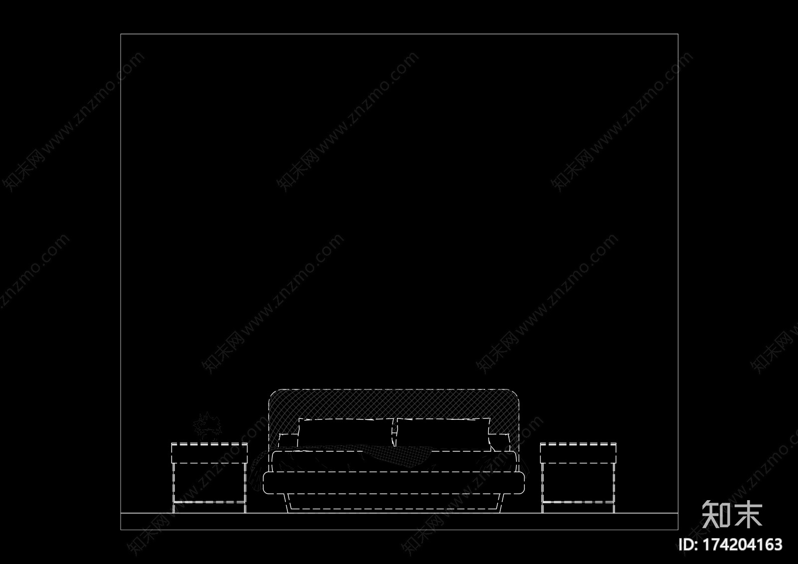 现代床品立面cad施工图下载【ID:174204163】