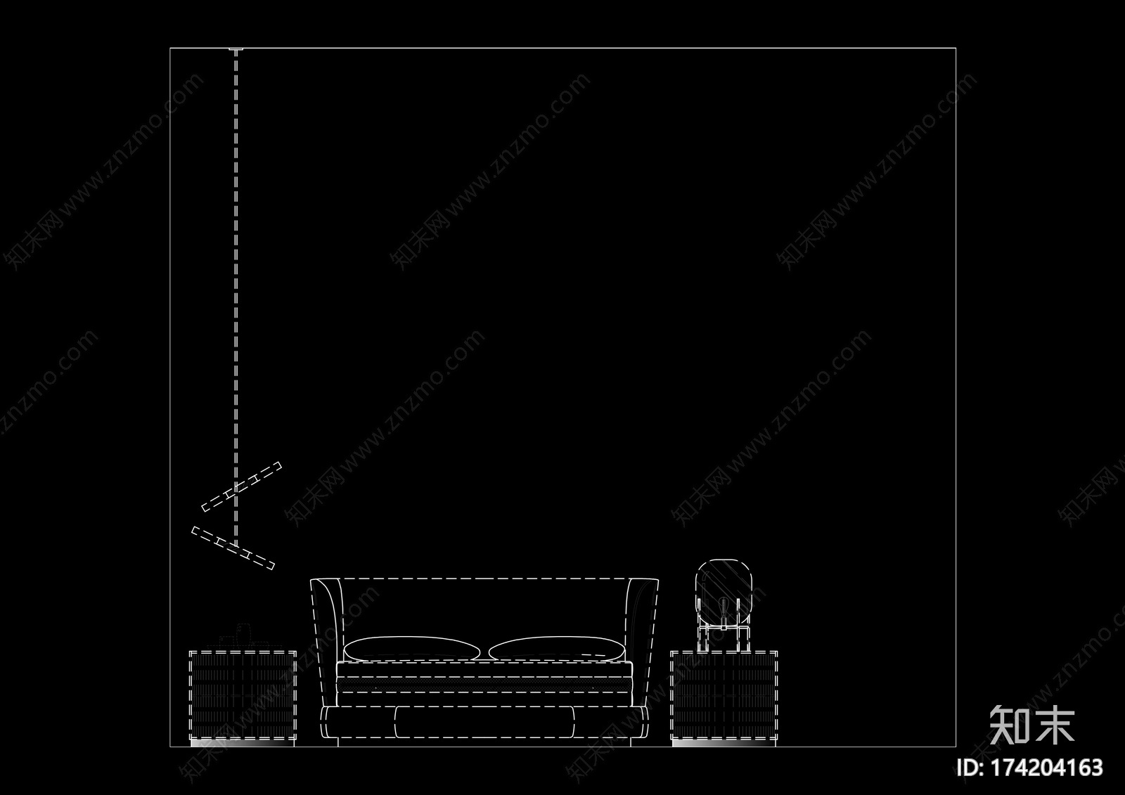 现代床品立面cad施工图下载【ID:174204163】