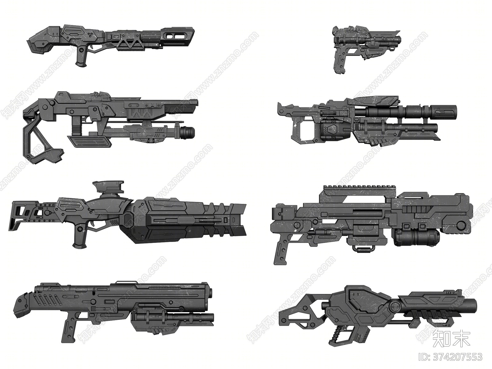 现代枪支3D模型下载【ID:374207553】