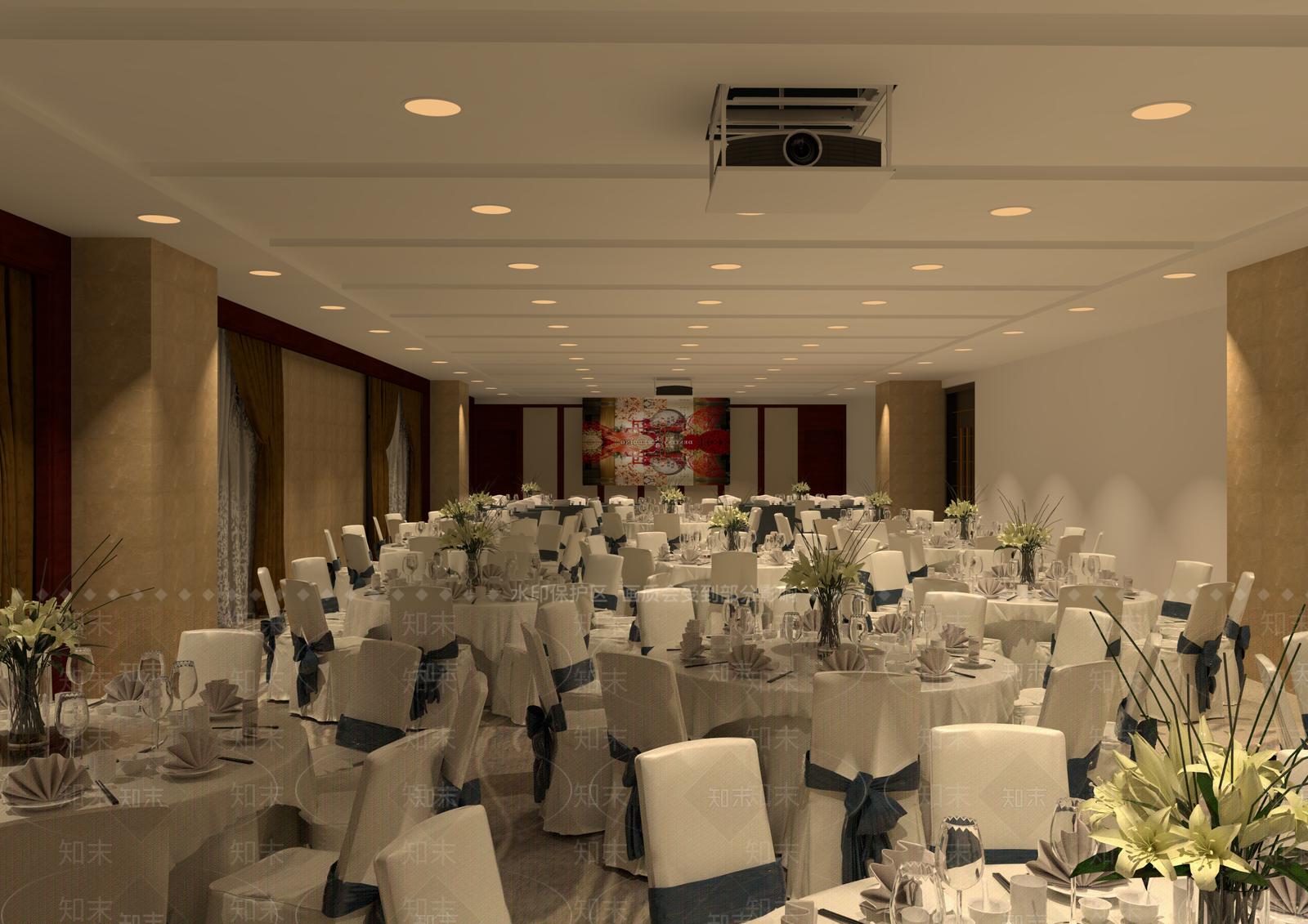 现代风格酒店餐厅SU模型下载【ID:974224071】