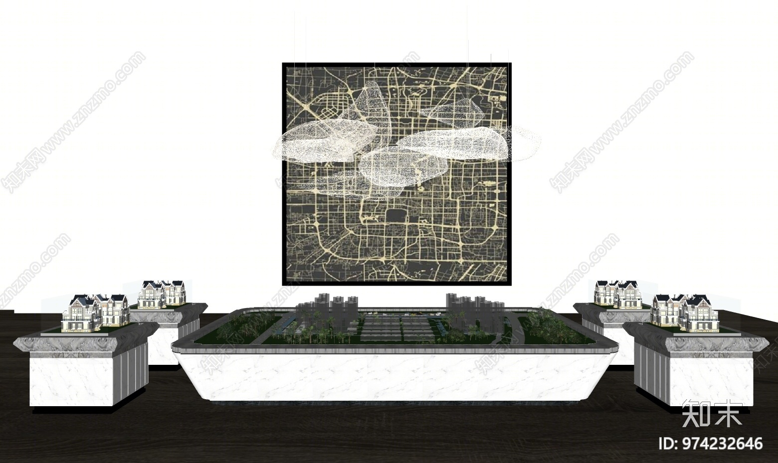 现代售楼沙盘模型SU模型下载【ID:974232646】