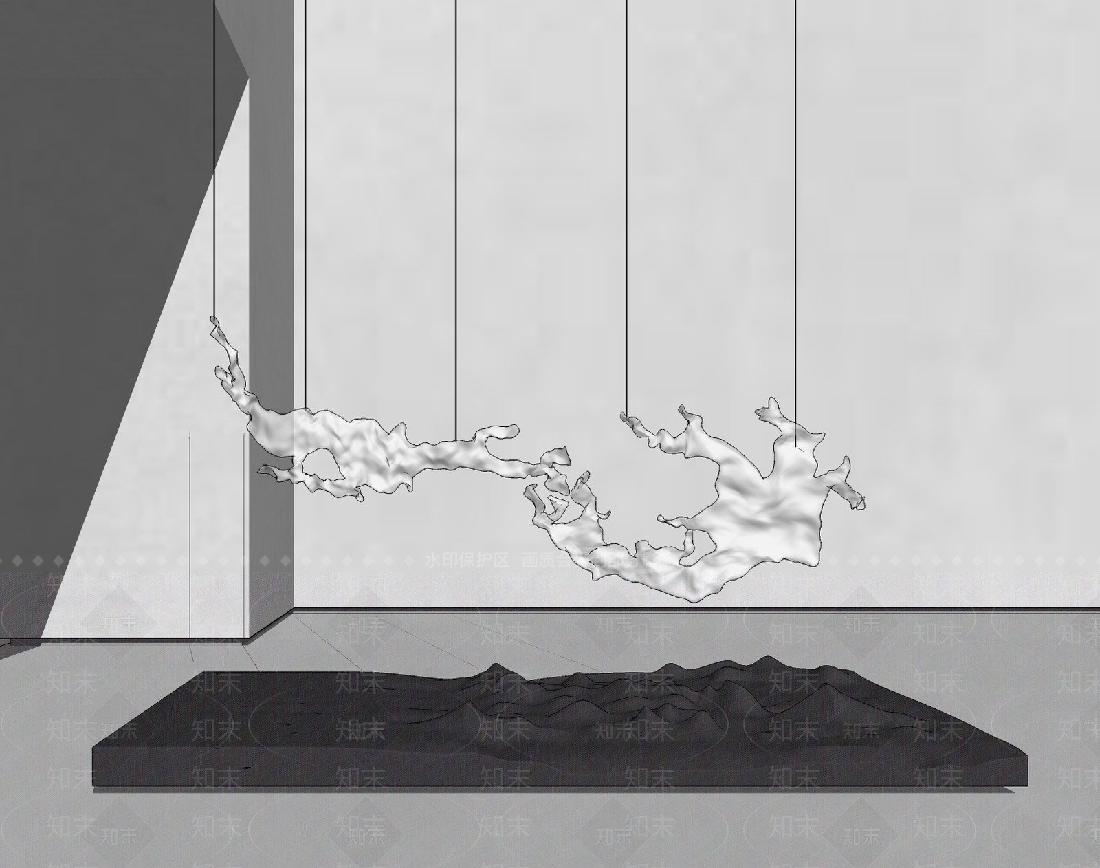 现代山水雕塑SU模型下载【ID:674260860】