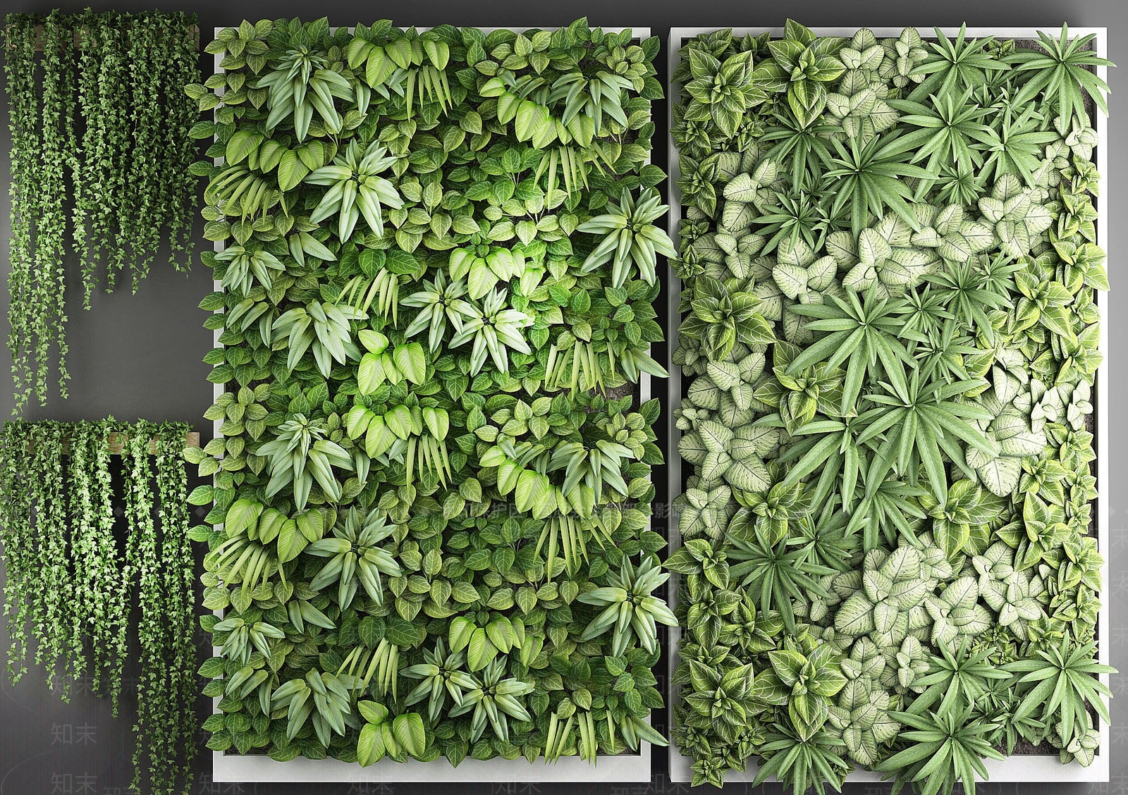 现代绿植墙3D模型下载【ID:474314262】
