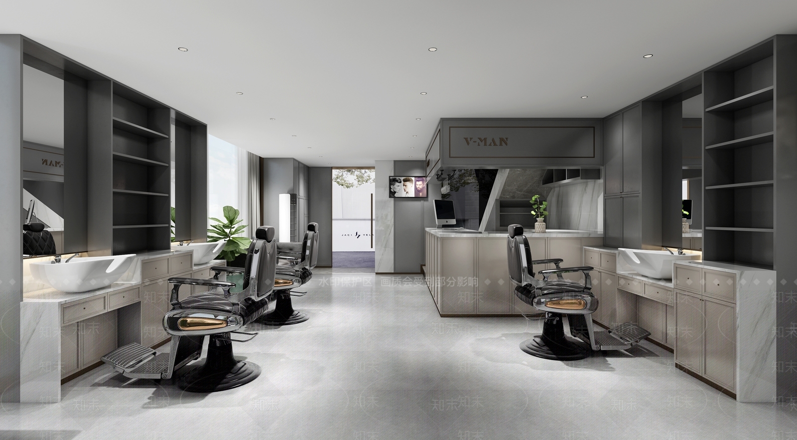现代美发店3D模型下载【ID:974327562】