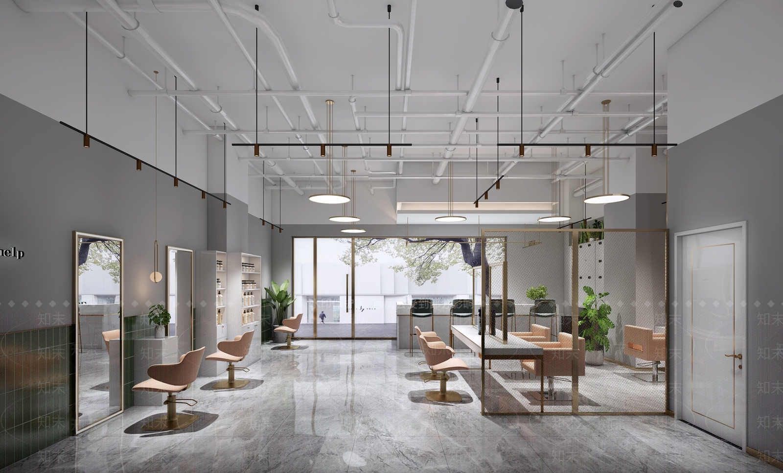工业风美发店3D模型下载【ID:974328578】