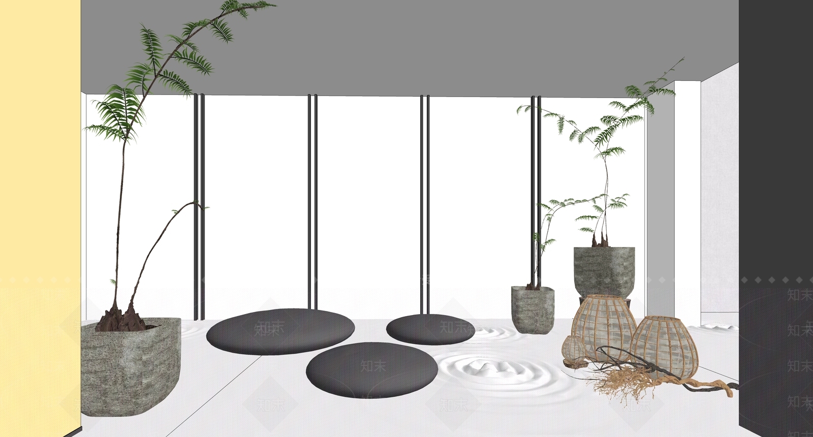 日式风格盆栽SU模型下载【ID:674347899】