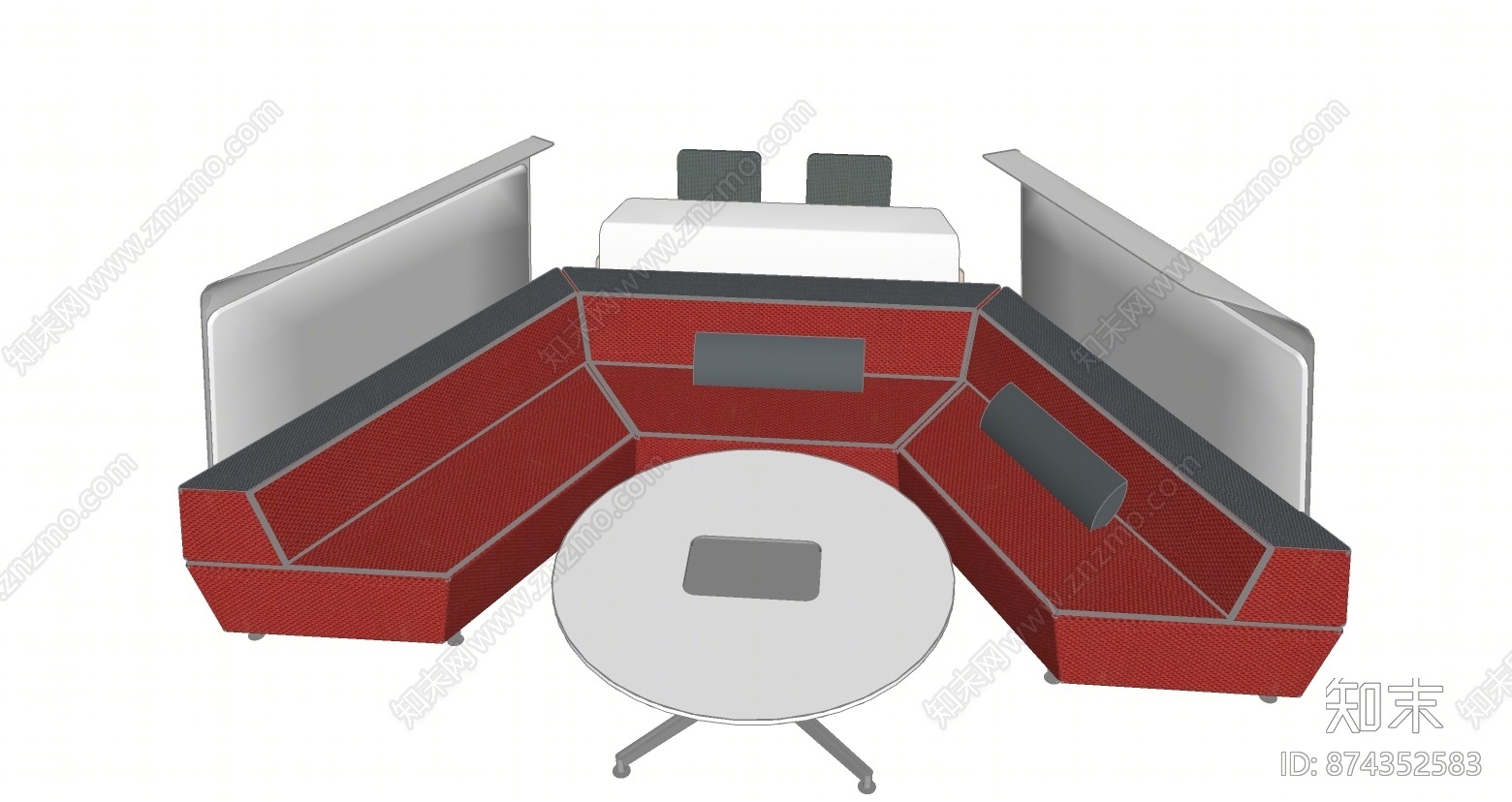 现代风格卡座沙发SU模型下载【ID:874352583】