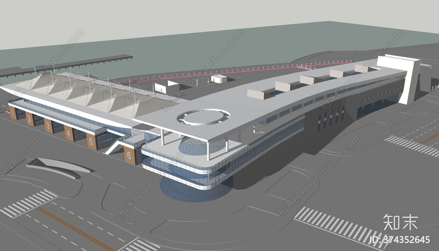 现代风格机场车站SU模型下载【ID:374352645】