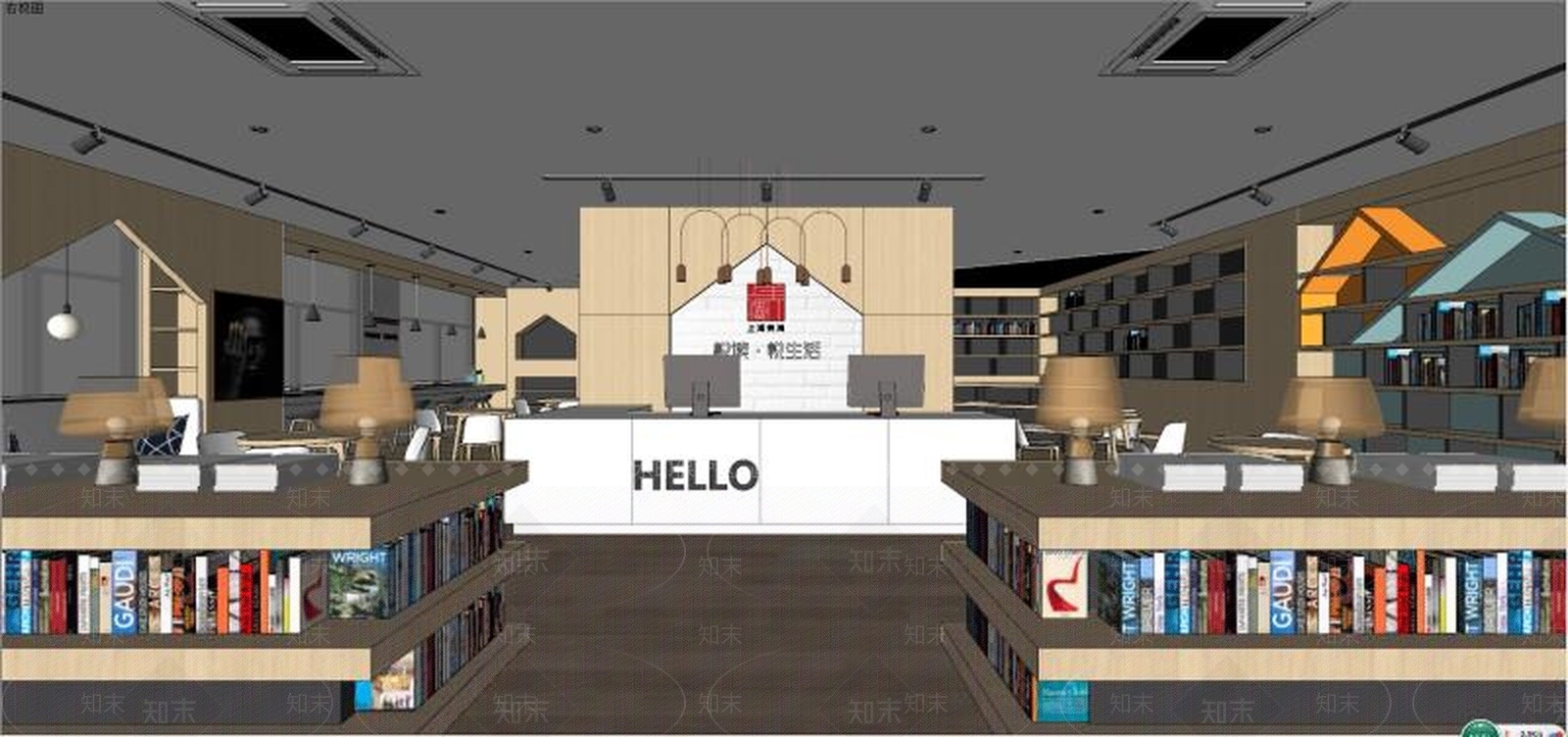 现代风格书店SU模型下载【ID:874353502】