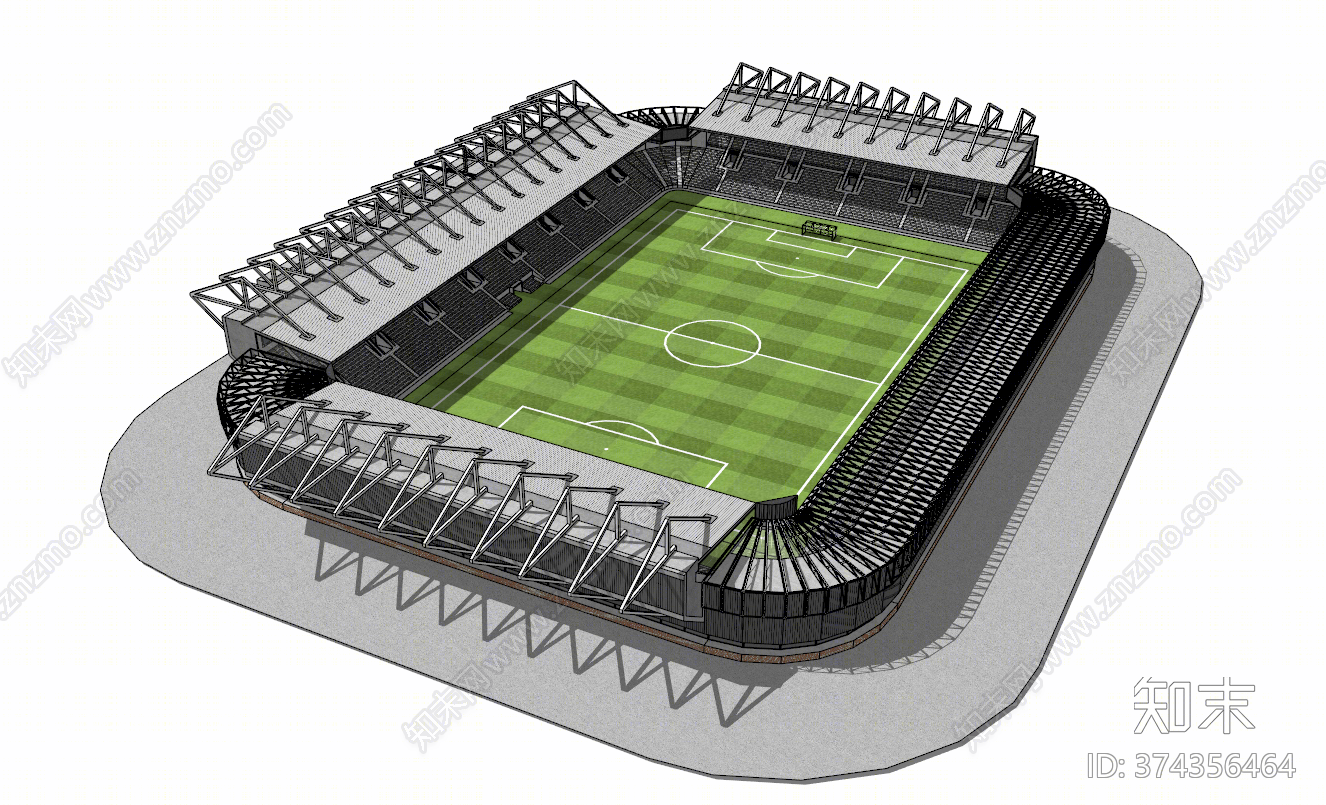 现代风格足球场SU模型下载【ID:374356464】