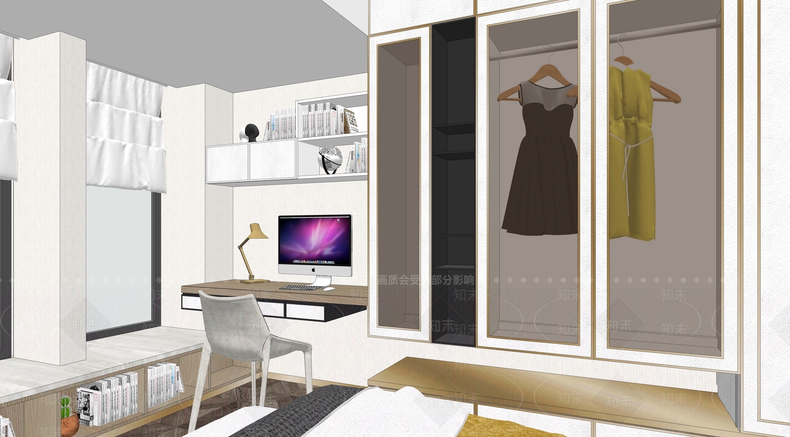 现代家居卧室SU模型下载【ID:374365417】