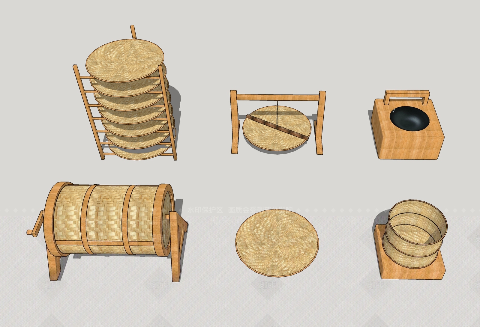 新中式制茶工具SU模型下载【ID:374387372】