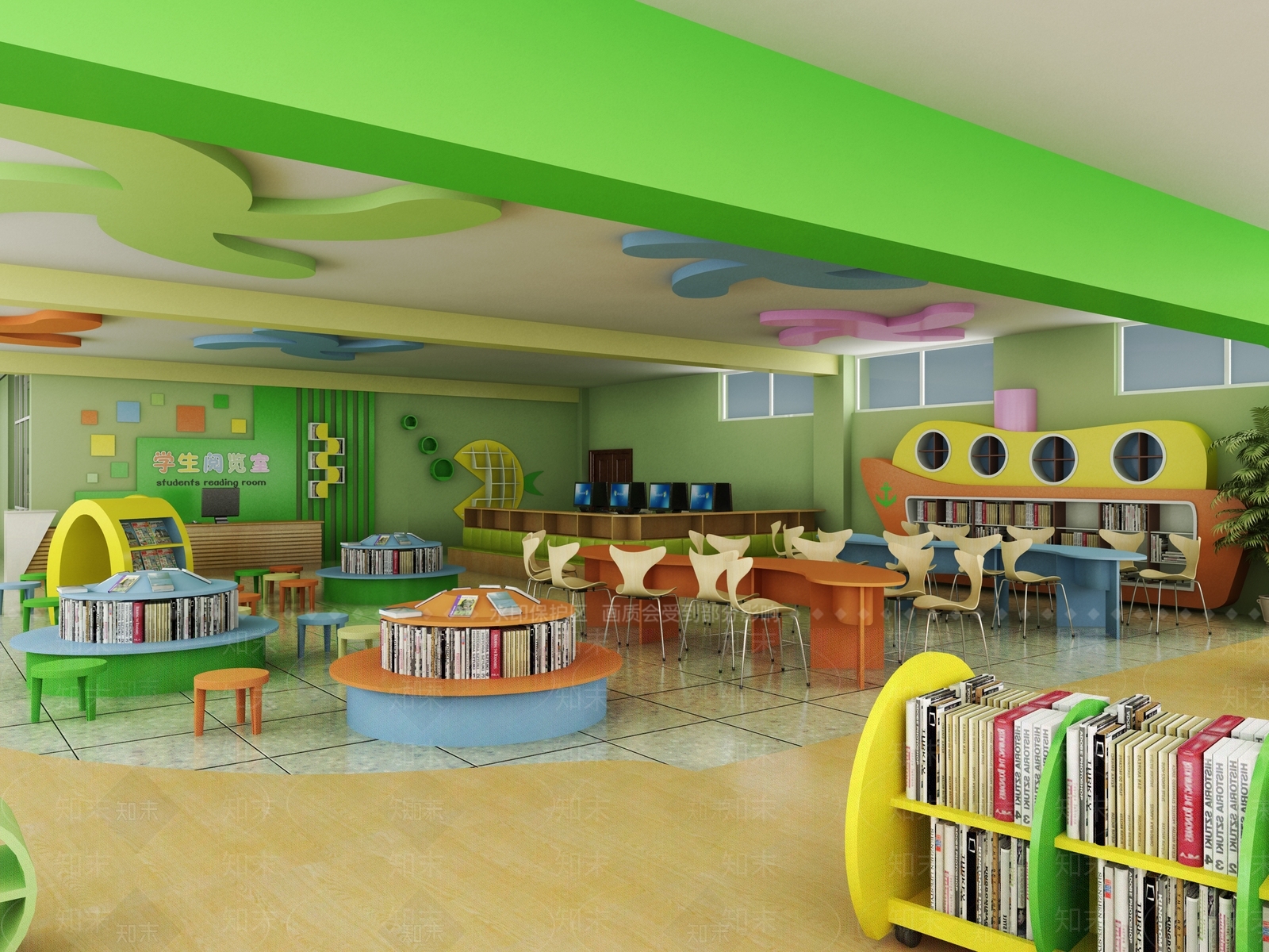 现代图书馆3D模型下载【ID:874393285】