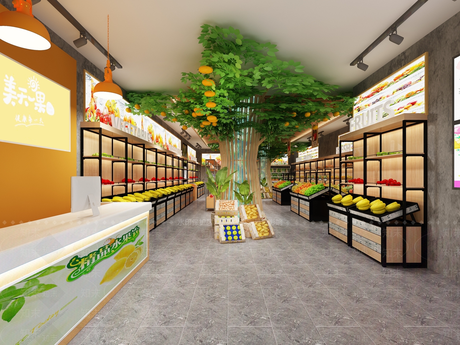 现代水果店3D模型下载【ID:674393388】