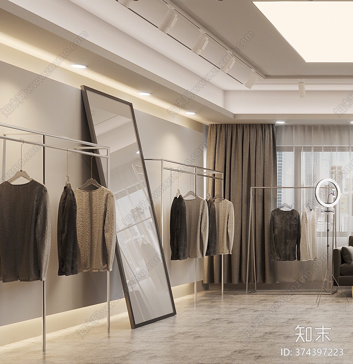 现代服装店3D模型下载【ID:374397223】